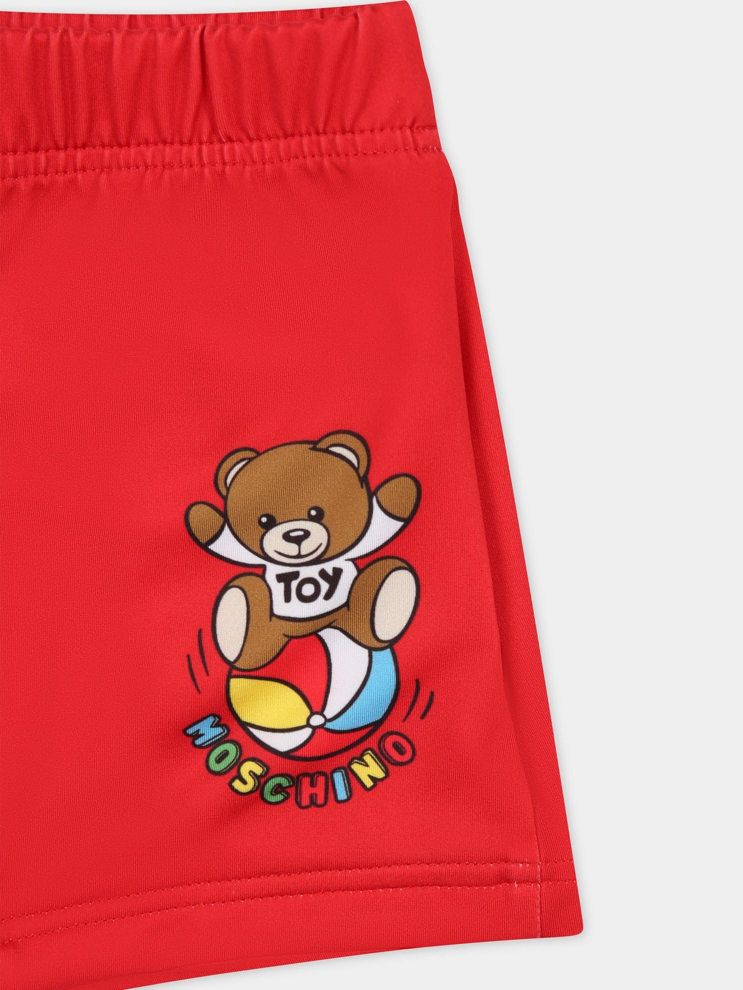 Boxer mare rossa per neonato con Teddy bear e logo multicolor,Moschino Kids,MVL006 LKA00 50109