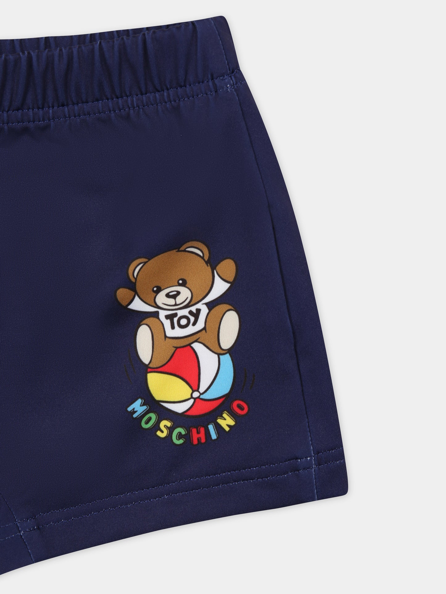 Boxer mare blu per neonato con Teddy bear e logo multicolor,Moschino Kids,MVL006 LKA00 40016