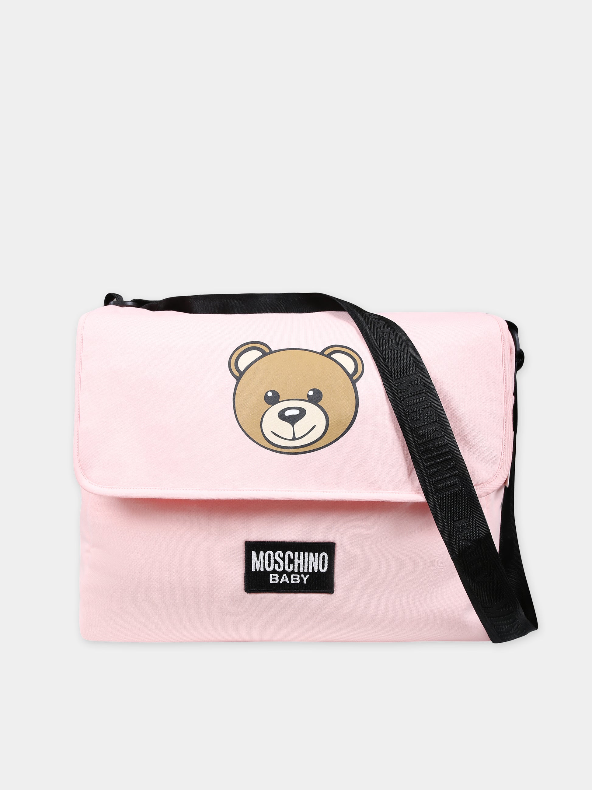 Borsa mamma rosa per neonato con Teddy Bear e logo,Moschino Kids,MWX03D LCA19 50209