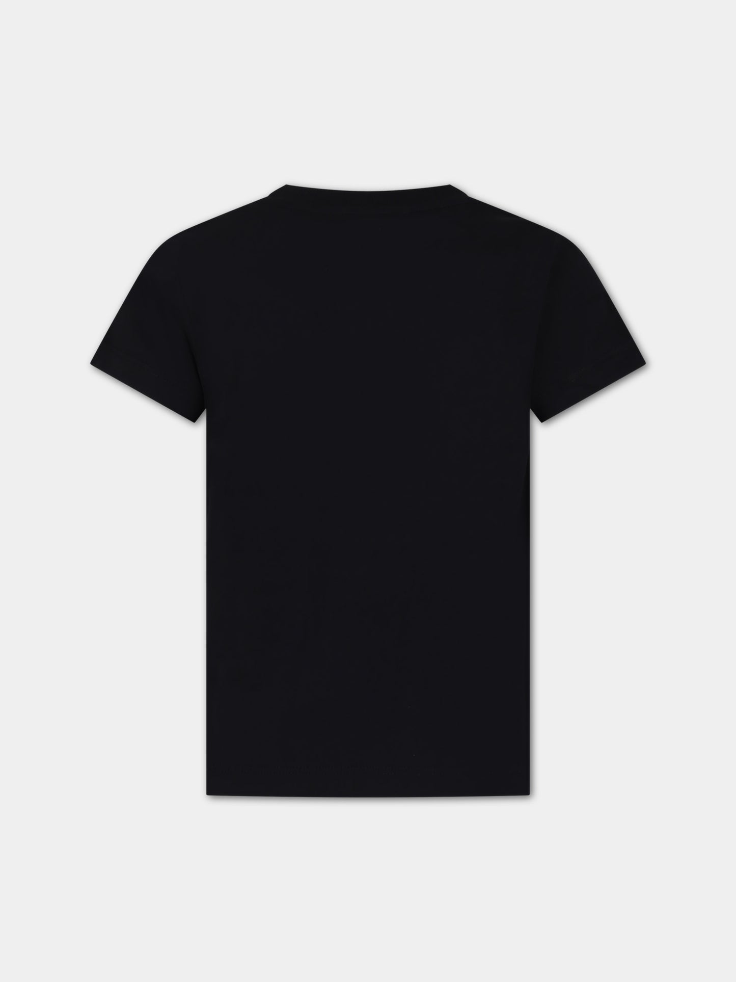 T-shirt nera per bambini con logo e Teddy Bear,Moschino Kids,HMM04K LAA03 60100