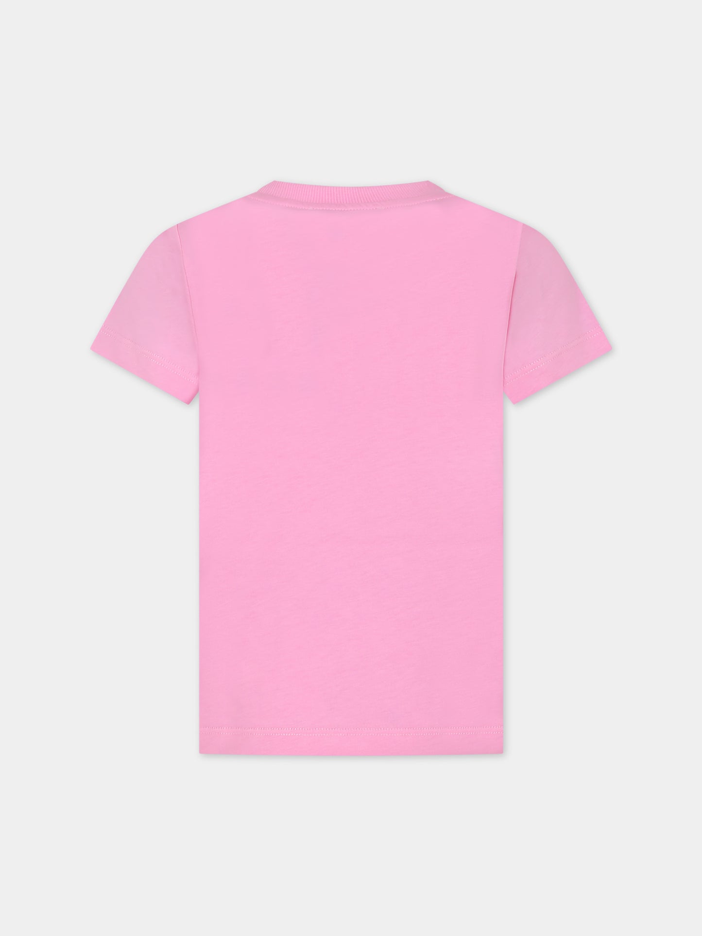 T-shirt rosa per bambini con logo e Teddy Bear,Moschino Kids,HMM04K LAA03 50206
