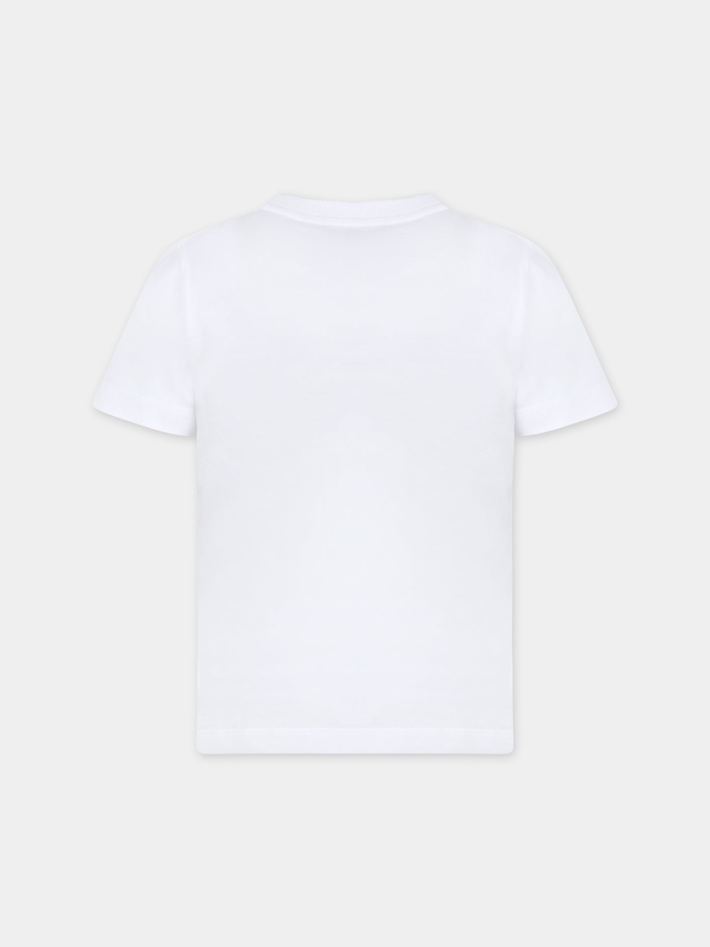 T-shirt bianca per bambino con Teddy Bear e logo,Moschino Kids,HVM03R LAA02 10101