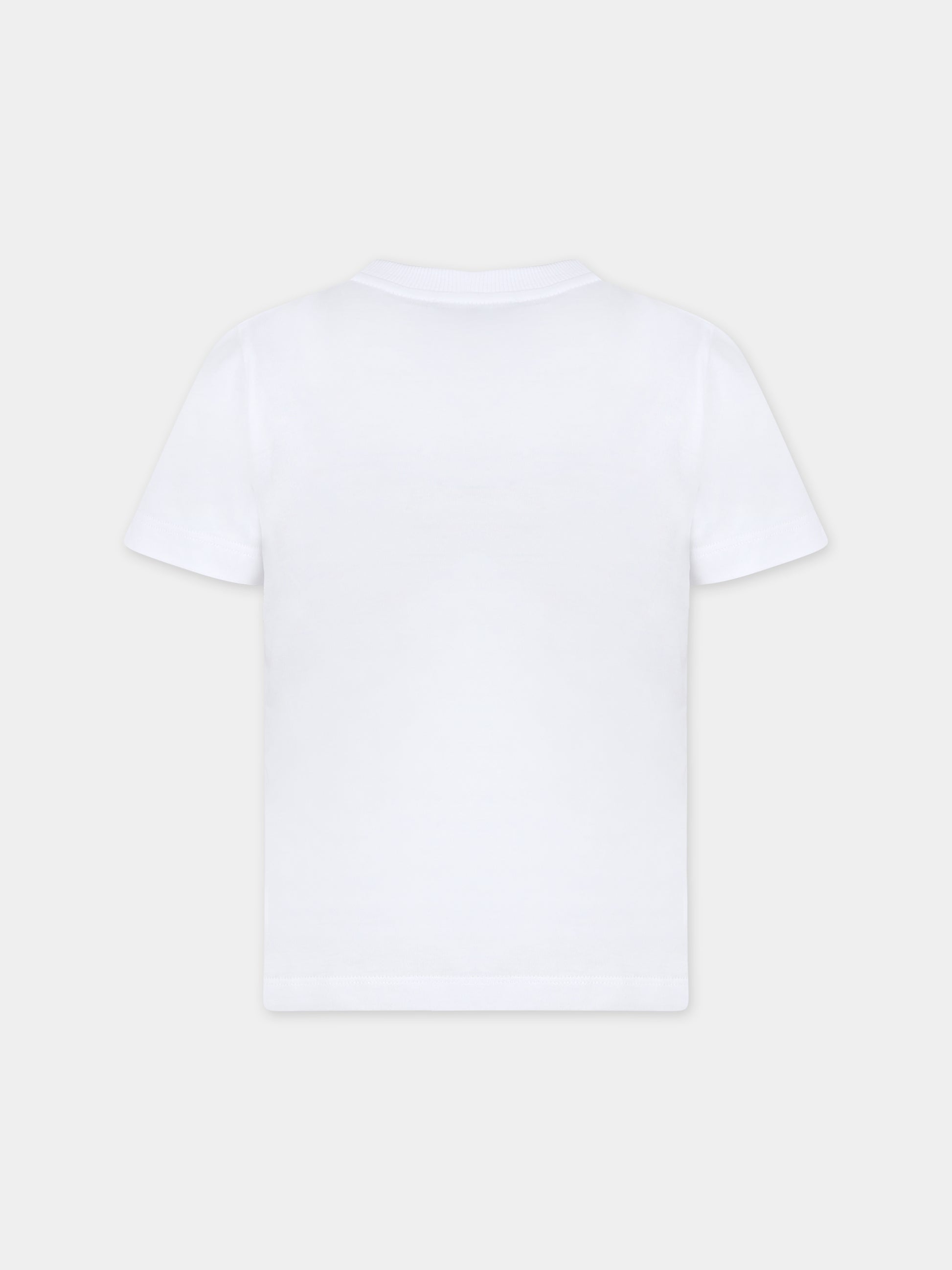 T-shirt bianca per bambino con Teddy Bear e logo,Moschino Kids,HVM03R LAA02 10101