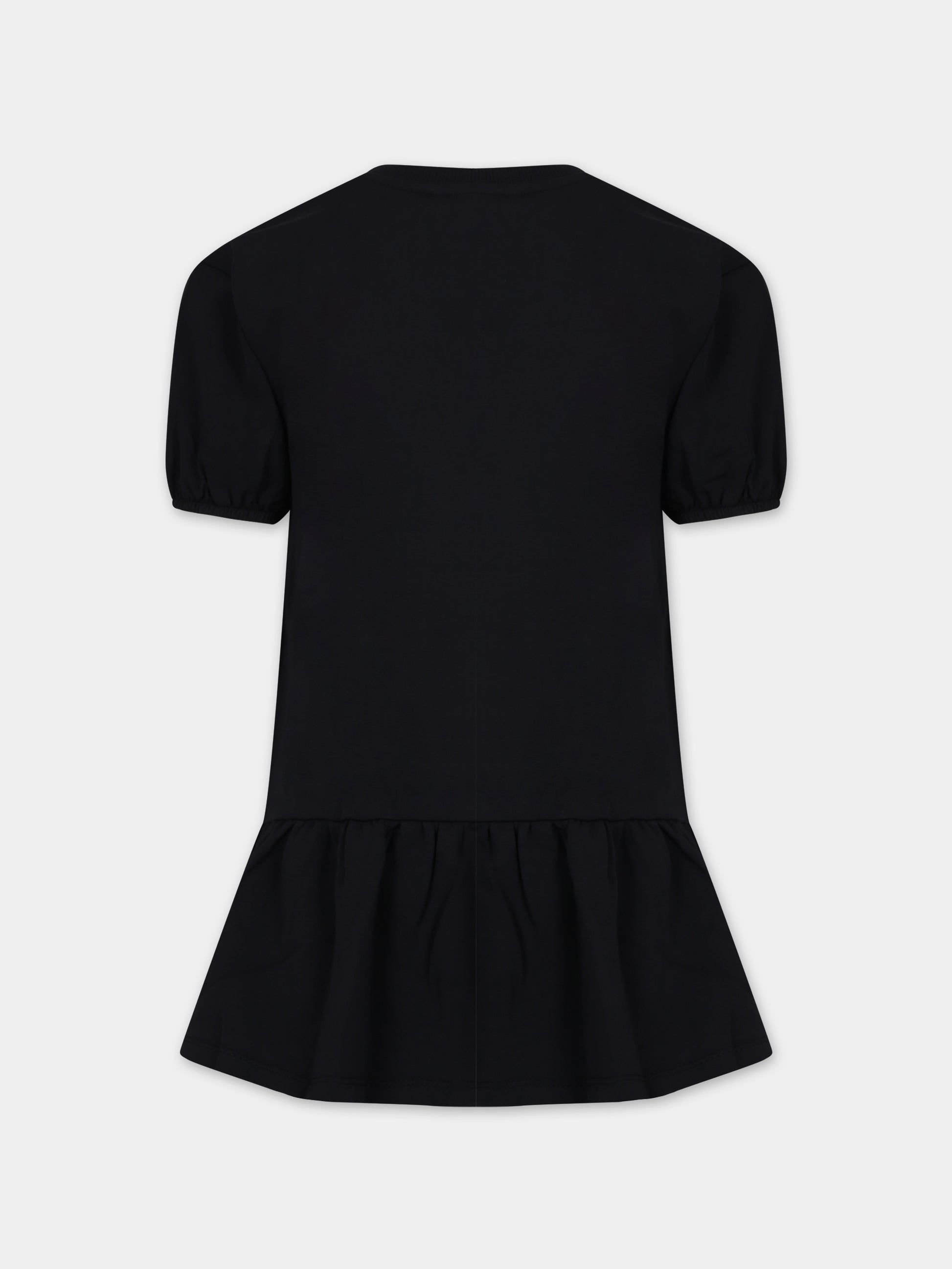 Vestito nero per bambina con Teddy Bear e logo,Moschino Kids,HAV0CQ LDA25 60100