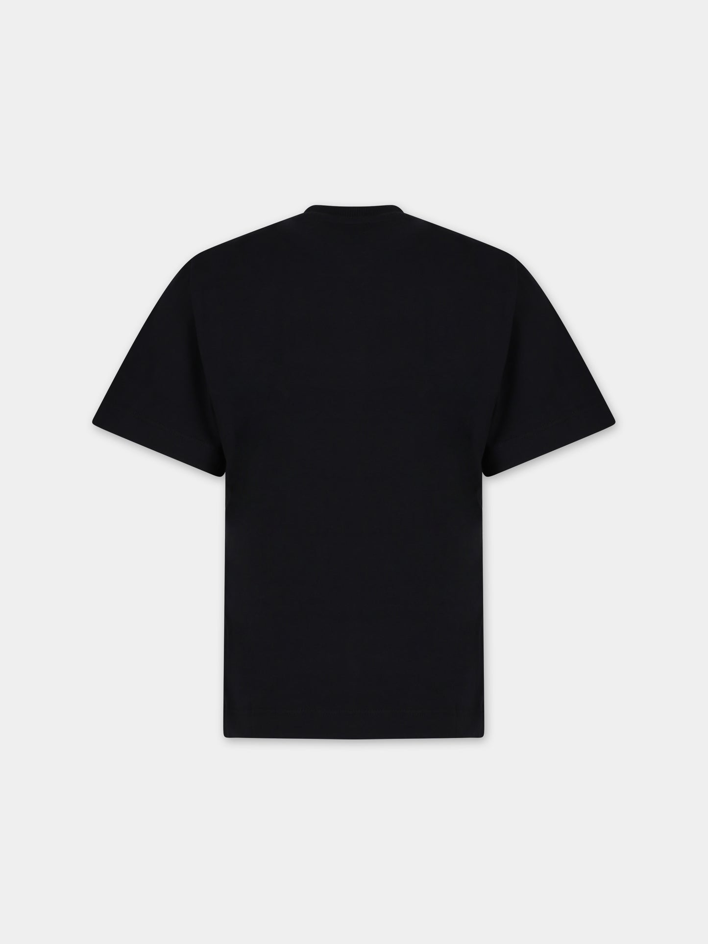T-shirt nera per bambini con logo,Moschino Kids,HZM03R LAA01 60100