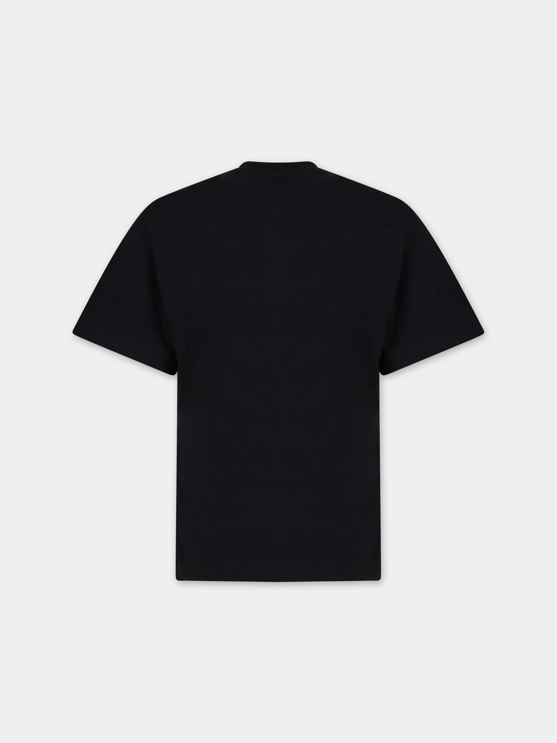 T-shirt nera per bambini con logo,Moschino Kids,HZM03R LAA01 60100