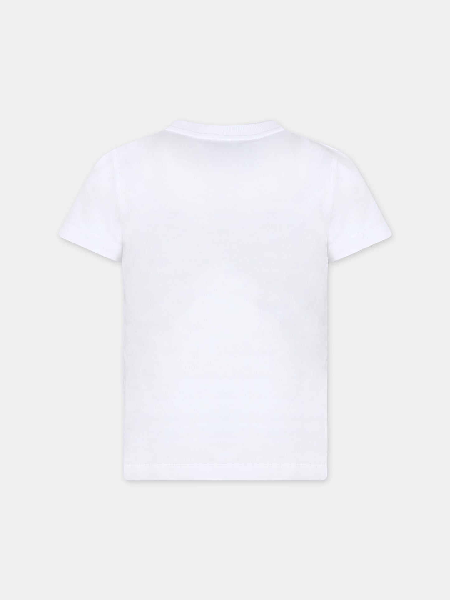 T-shirt bianca per bambini con stampa nera,Moschino Kids,HNM04K LAA01 10101