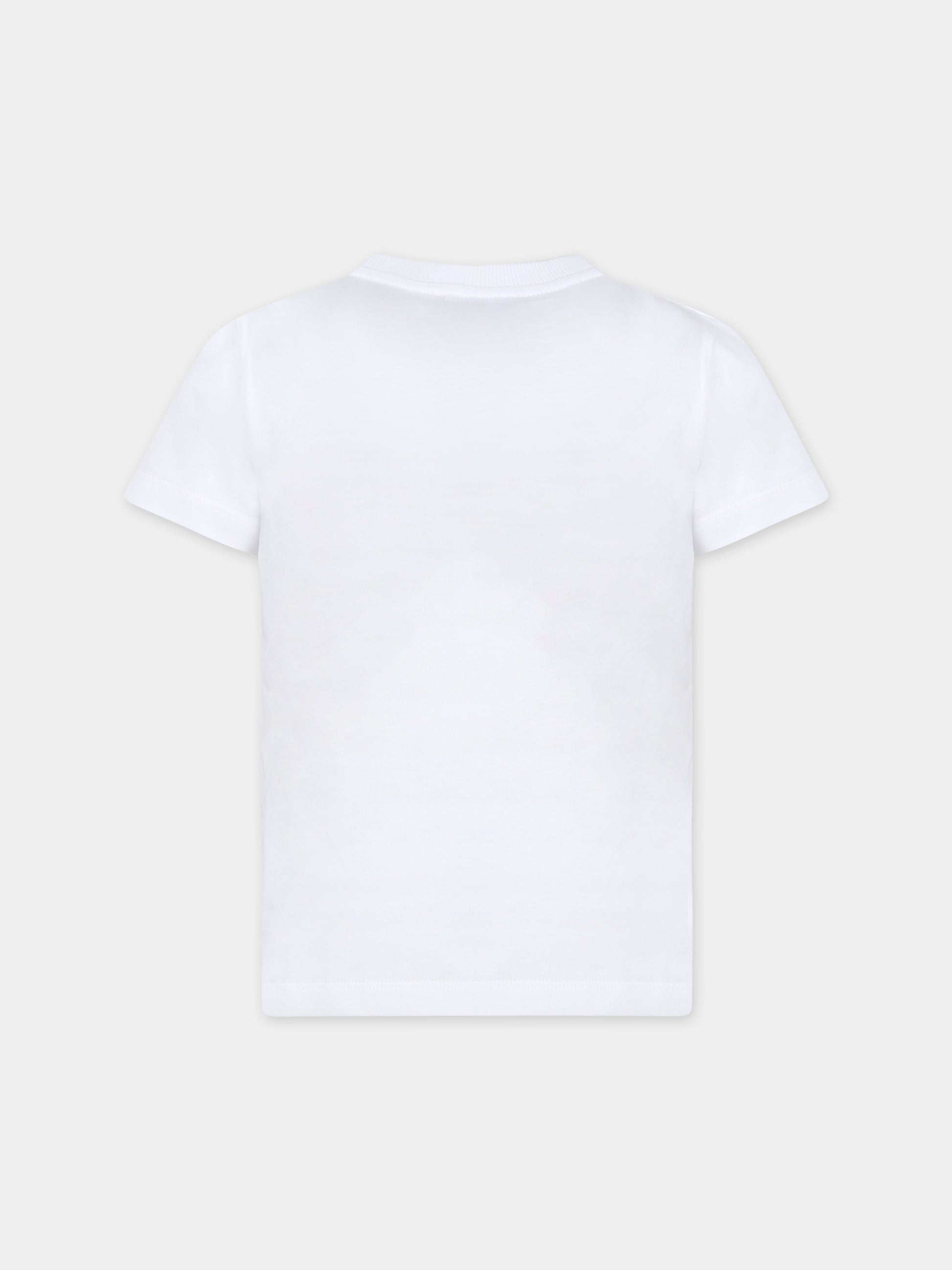 T-shirt bianca per bambini con stampa nera,Moschino Kids,HNM04K LAA01 10101