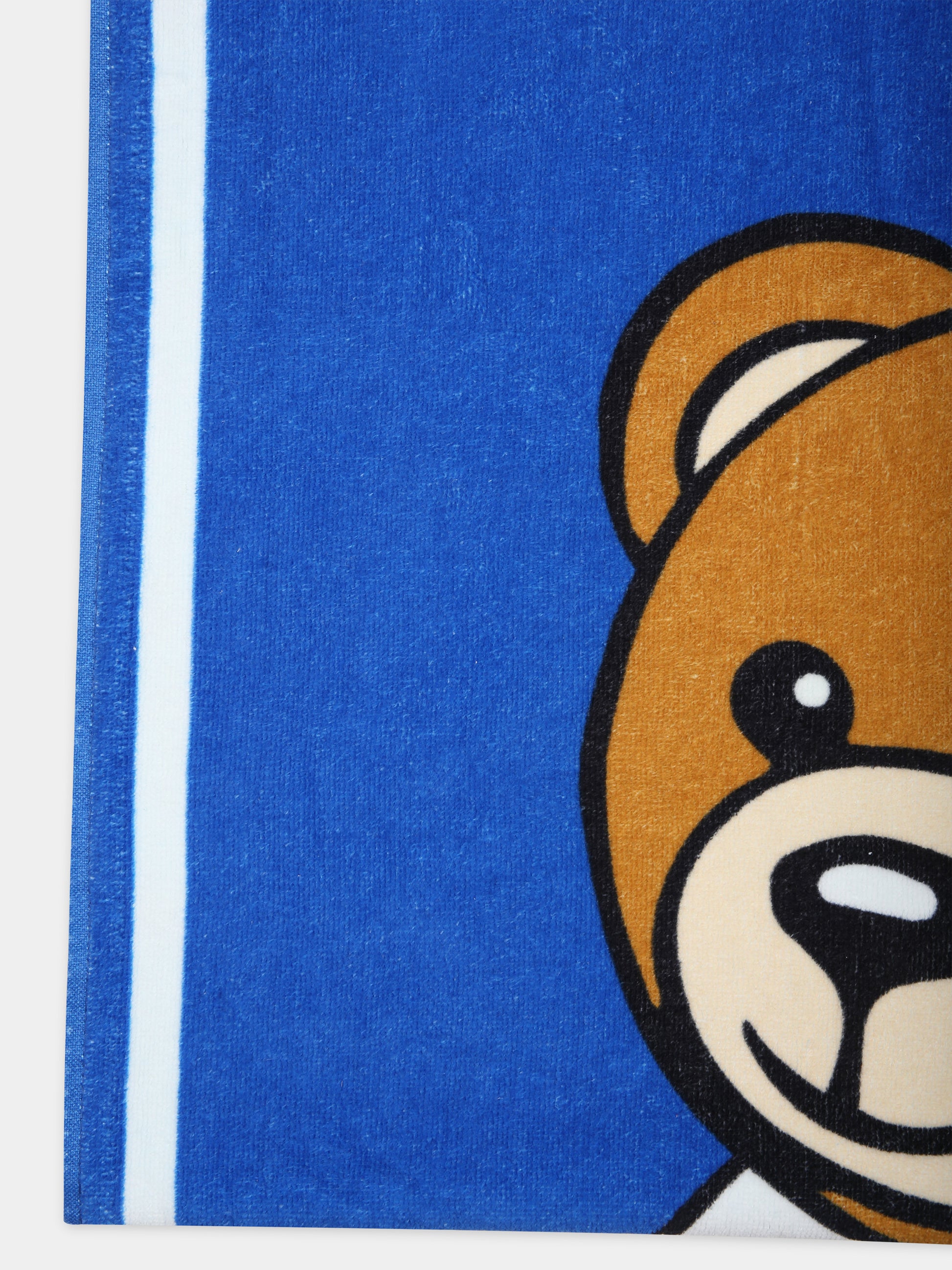 Telo mare azzurro per bambino con Teddy Bear e surf,Moschino Kids,HQX01B LGA15 40289