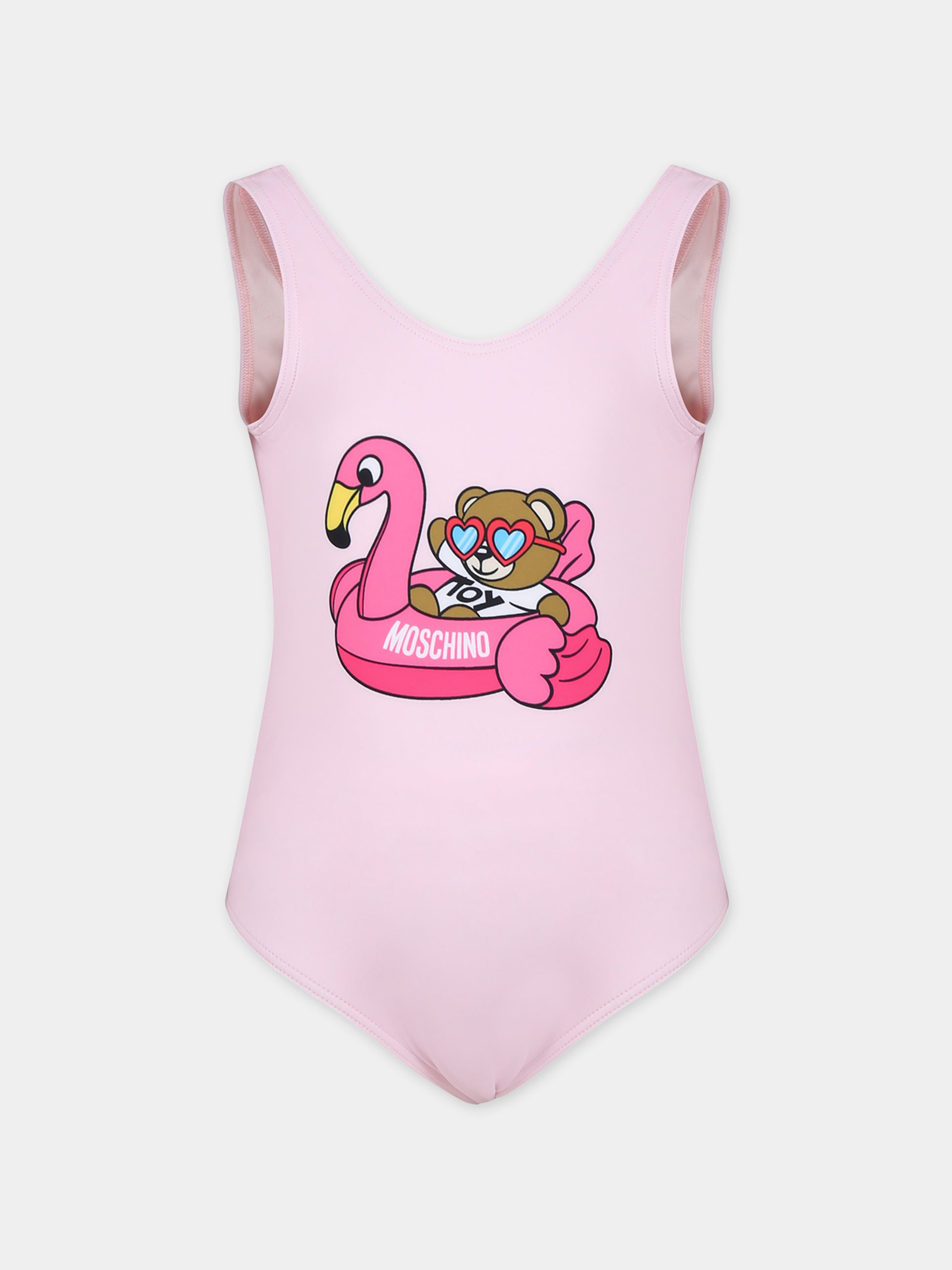 Costume rosa per bambina con Teddy Bear e fenicottero,Moschino Kids,HLL00B LKA00 50209