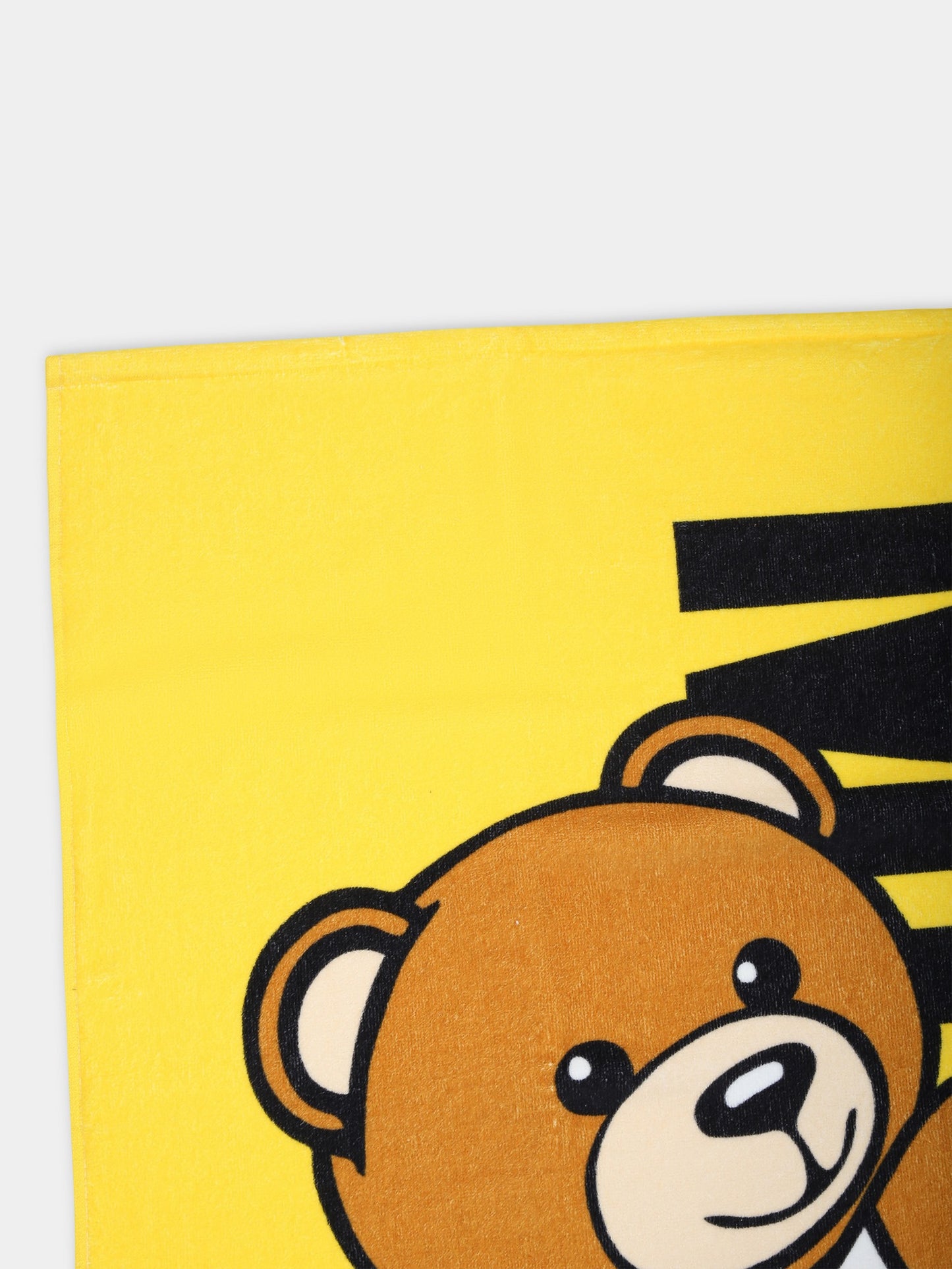 Telo mare giallo per bambini con Teddy Bear e logo,Moschino Kids,HPX01B LGA15 50162