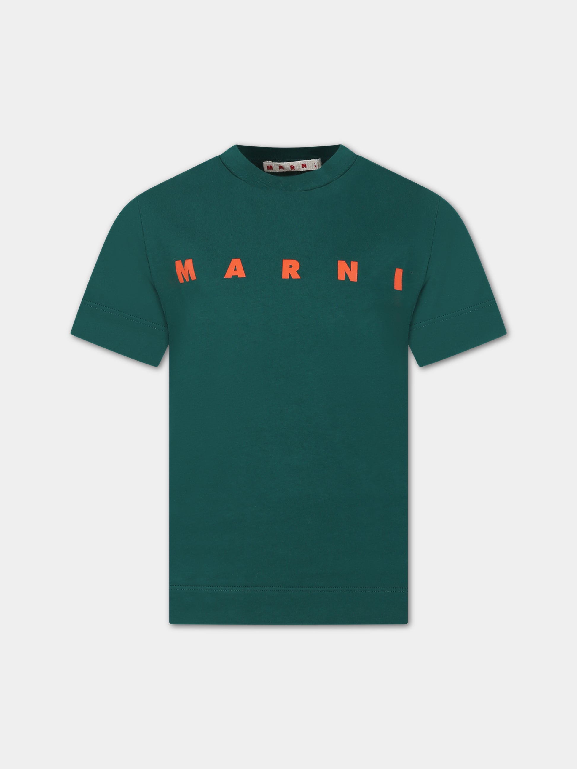T-shirt verde per bambini con logo,Marni Kids,M002MV M00HZ MT135U 0M538