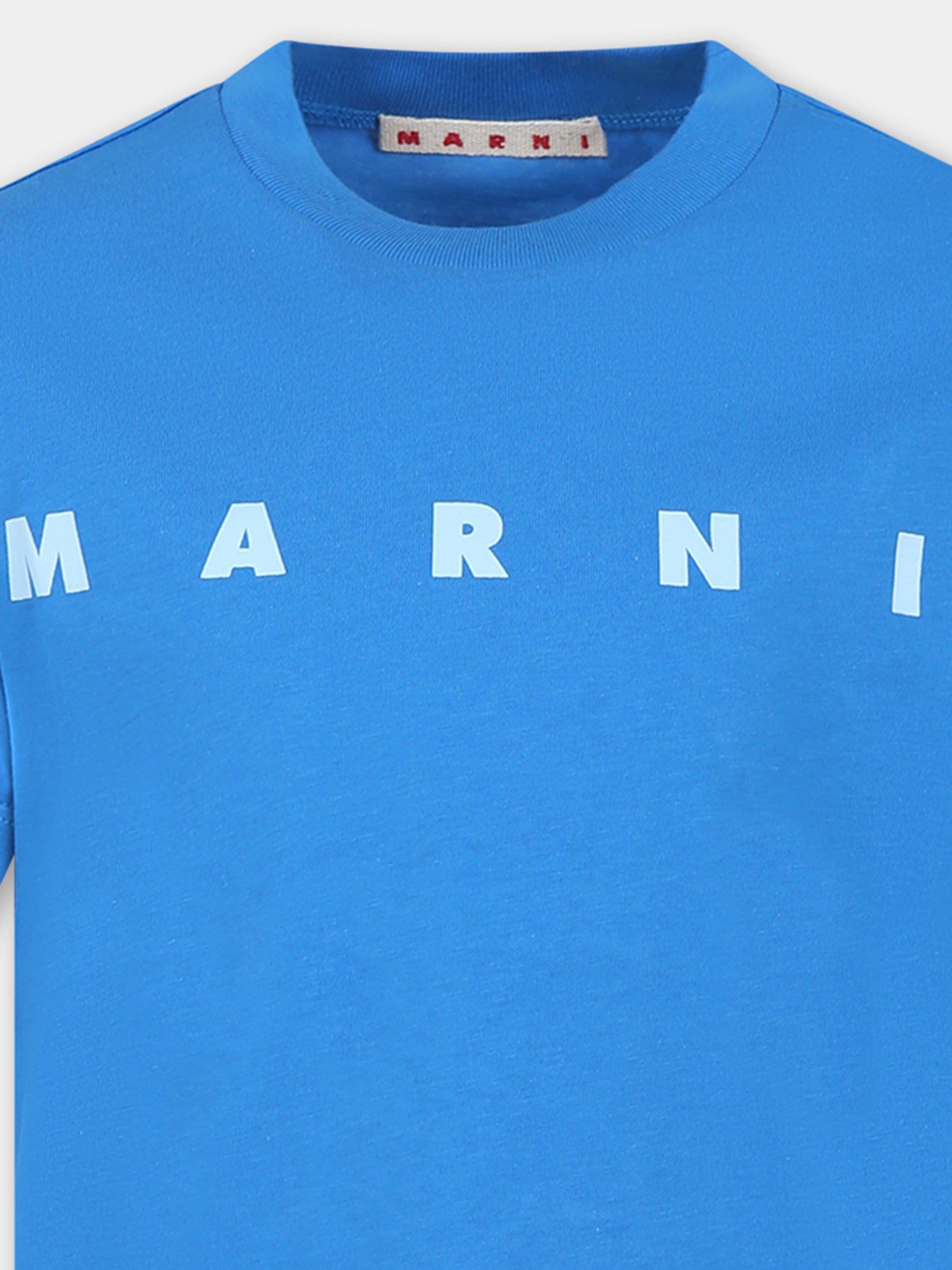 T-shirt azzurra per bambini con logo,Marni Kids,M002MV M00HZ MT135U 0M846