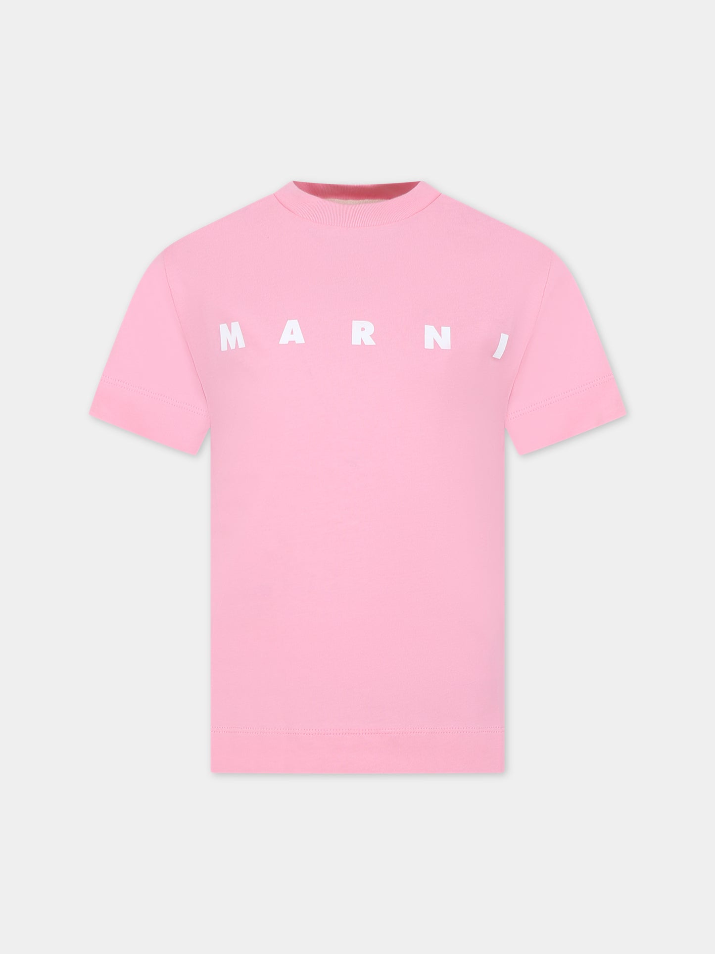 T-shirt rosa per bambina con logo,Marni Kids,M002MV M00HZ MT135U 0M340