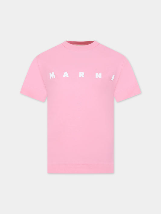 T-shirt rosa per bambina con logo,Marni Kids,M002MV M00HZ MT135U 0M340