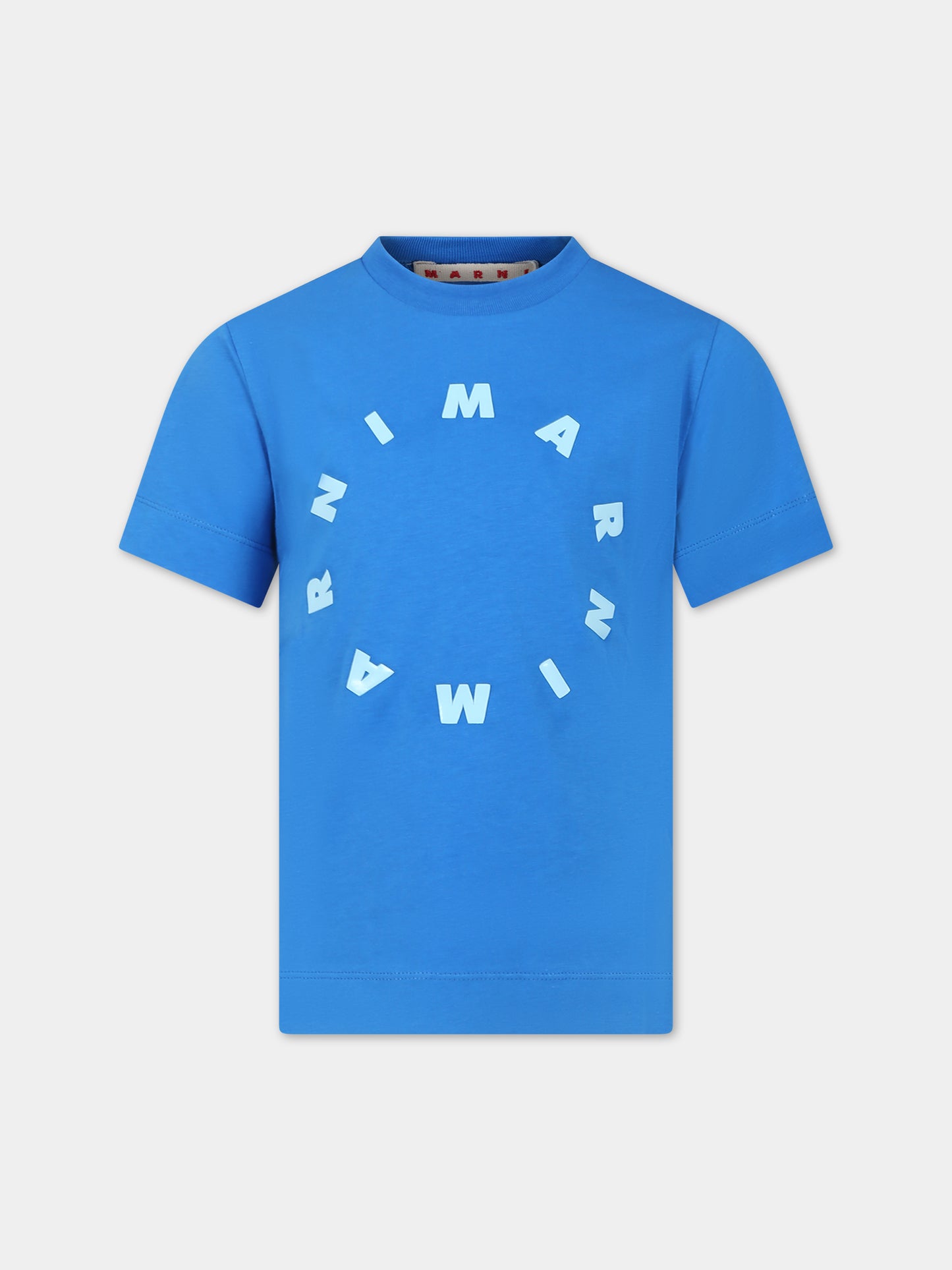 T-shirt azzurra per bambini con logo,Marni Kids,M01069 M00L9 MT172U 0M846