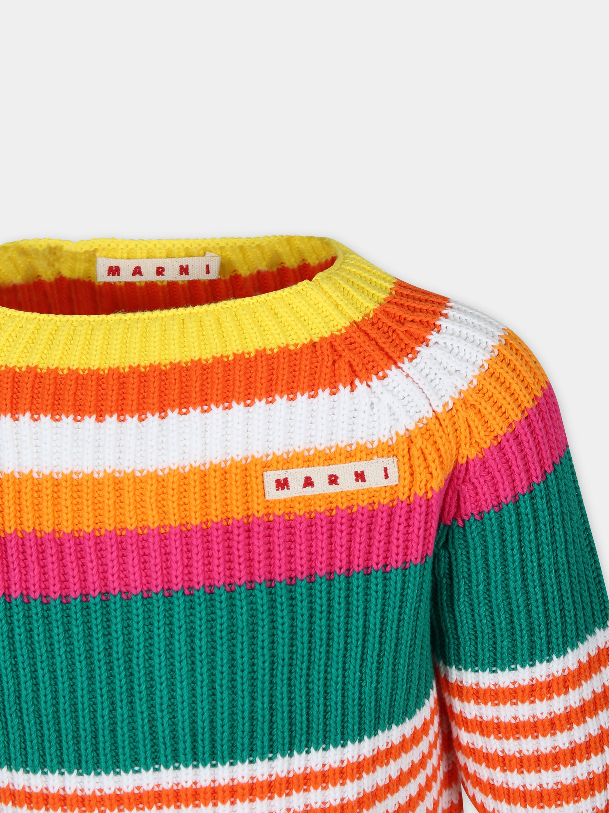 Maglione multicolor per bambina con logo,Marni Kids,M01048 M00RX MK124F 0M429