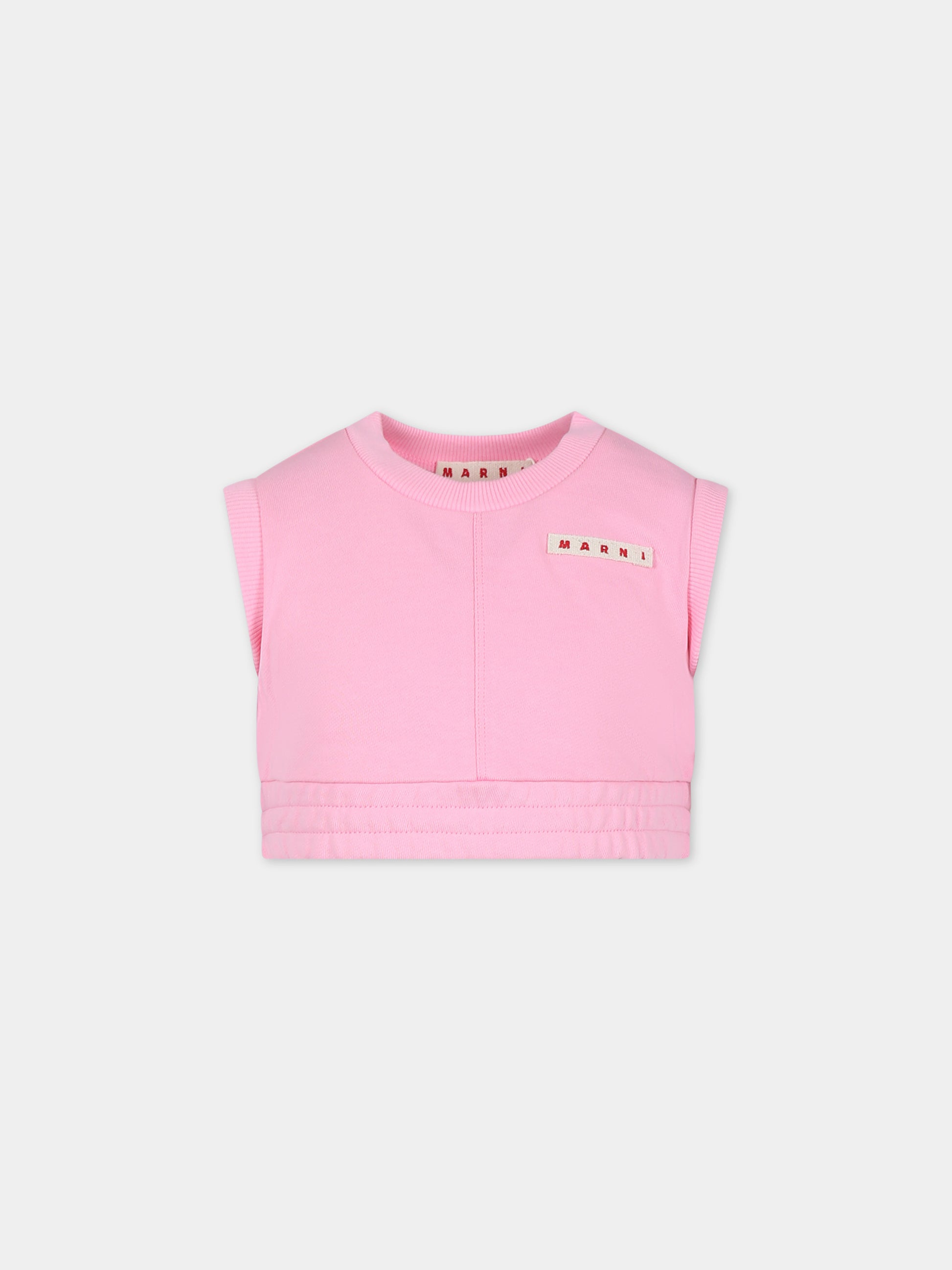 Top rosa per bambina con logo,Marni Kids,M01037 M00SF MS114F 0M340