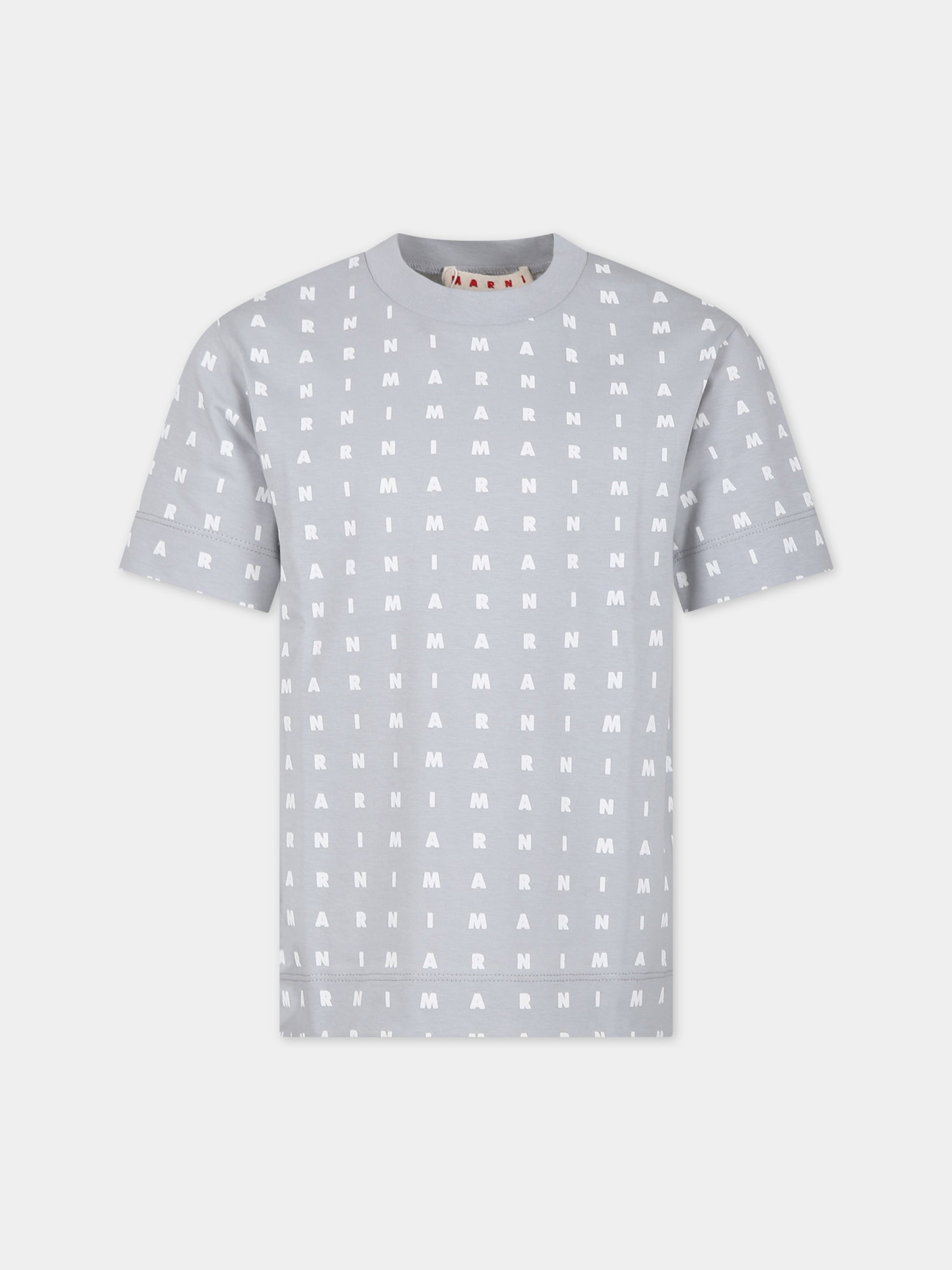 T-shirt grigia per bambini con logo,Marni Kids,M01095 M00S5 MT169U 0M917