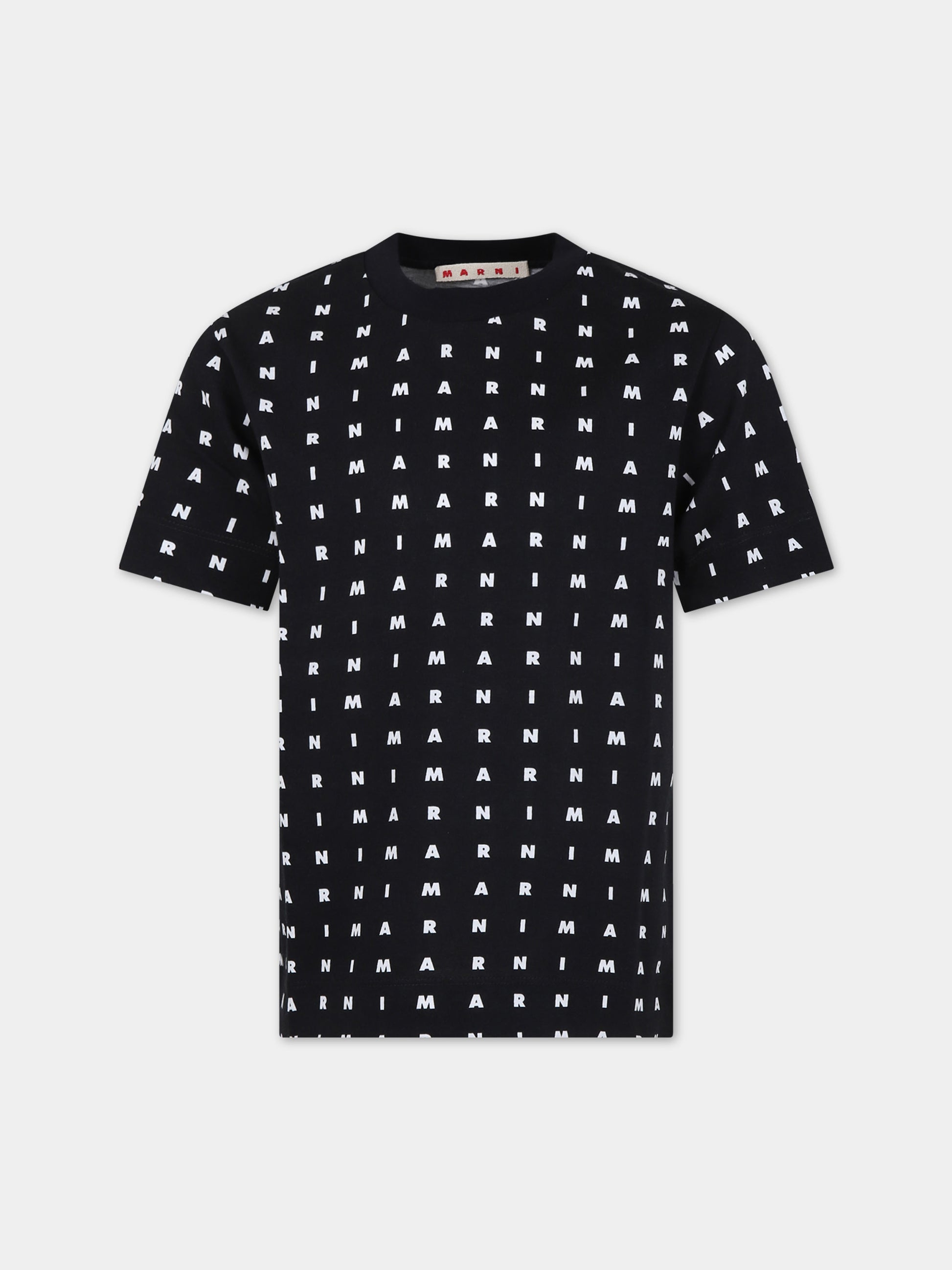 T-shirt nera per bambini con logo,Marni Kids,M01095 M00S5 MT169U 0M900
