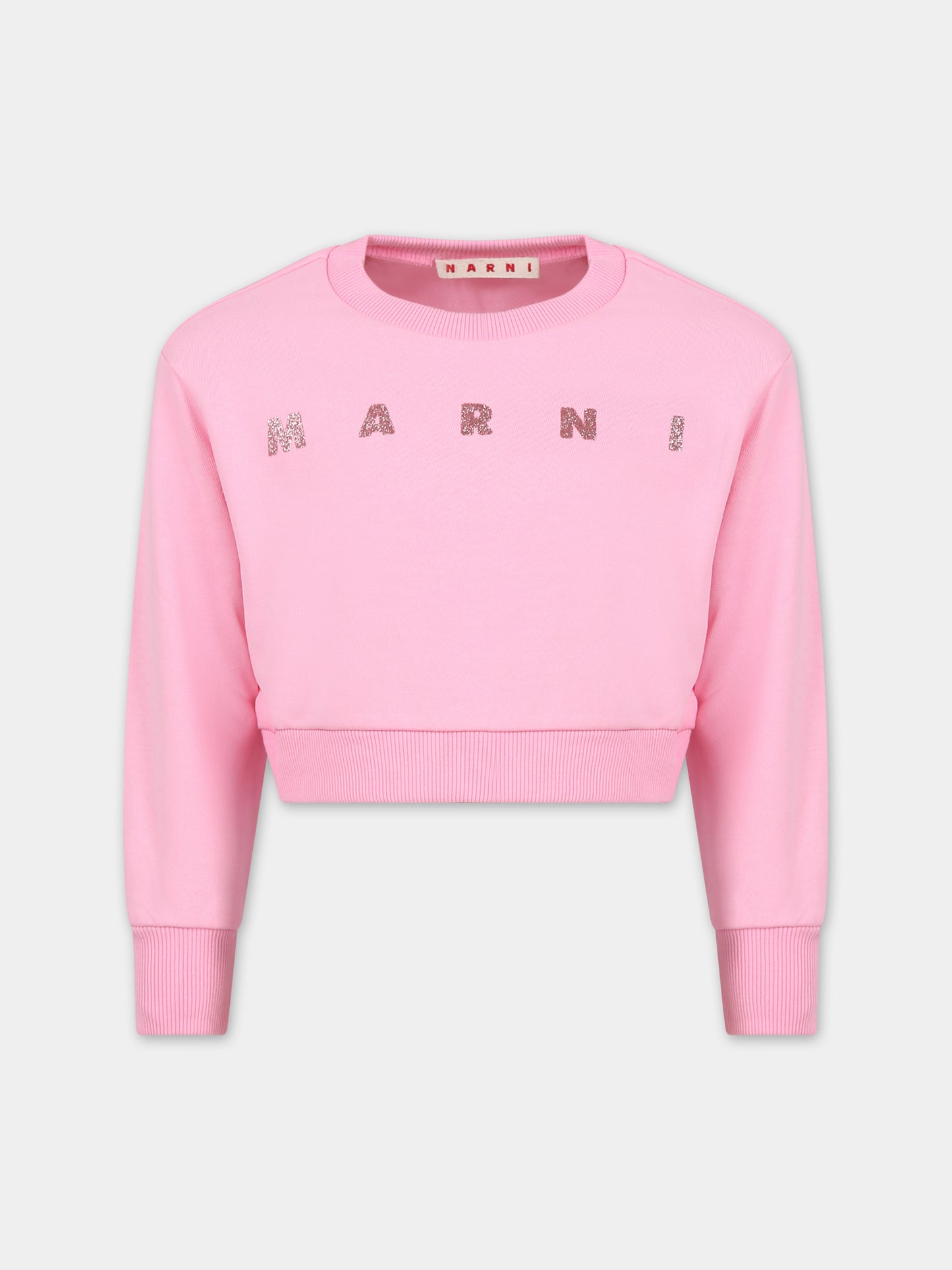 Felpa rosa per bambina con logo,Marni Kids,M01100 M00SF MS117F 0M340