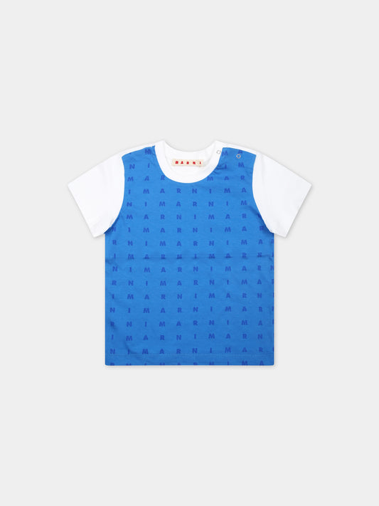 T-shirt azzurra per neonato con logo,Marni Kids,M01140 M00S5 MT70B 0M846