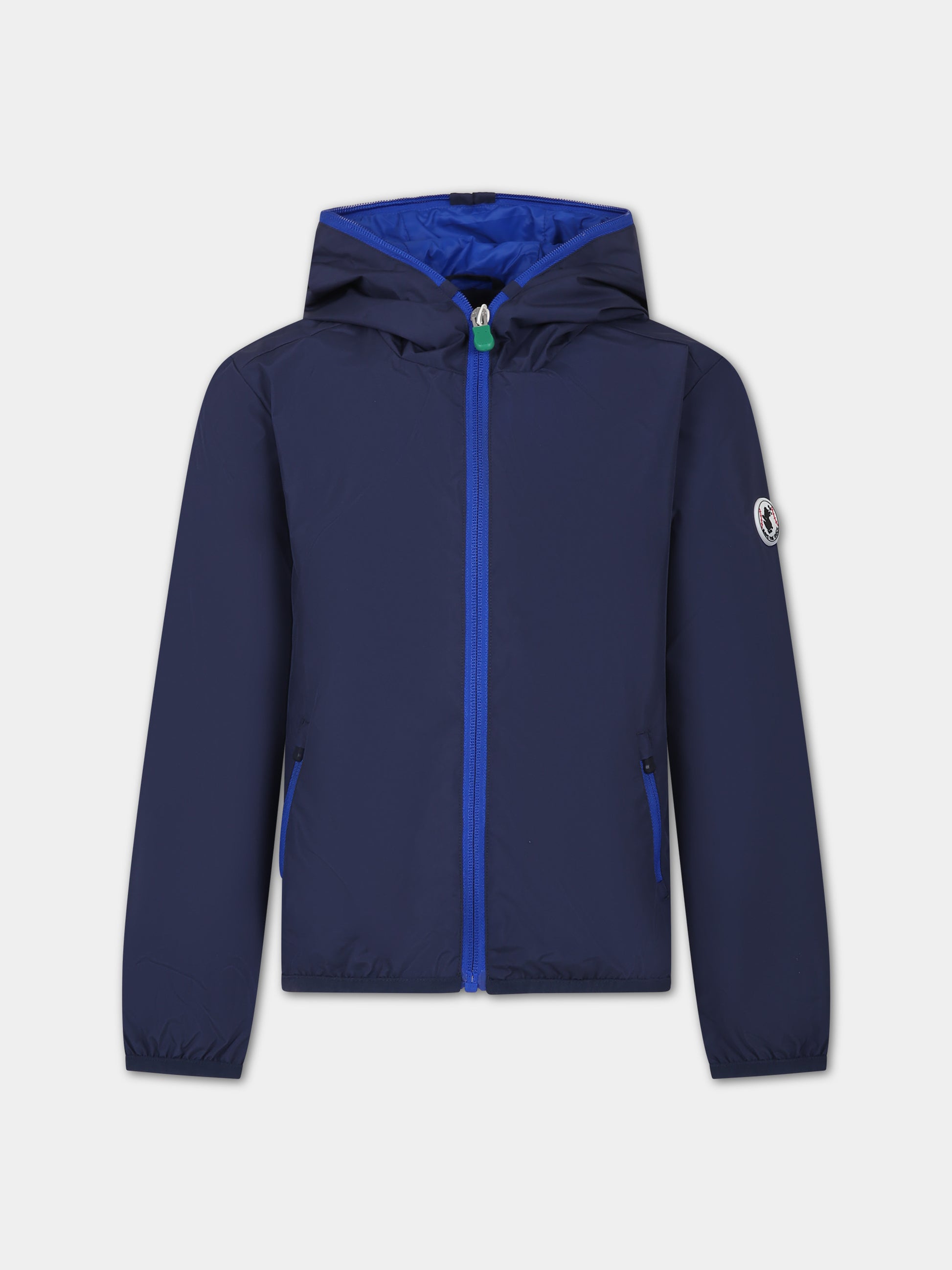 Giacca a vento Noel blu per bambino con logo,Save The Duck Kids,J37320X WIND18 90000