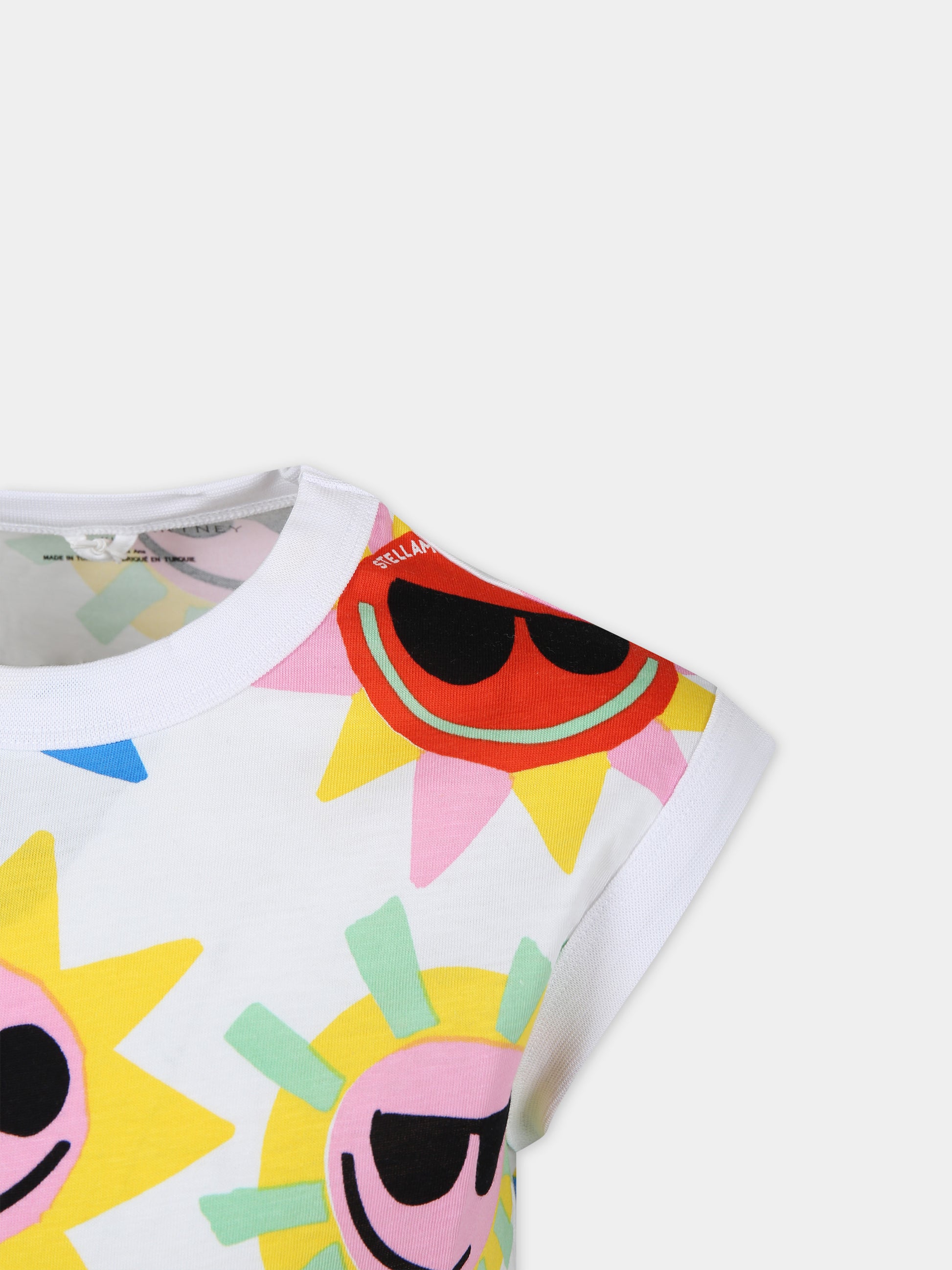 Canotta bianca per bambina con fantasia multicolor all-over,Stella Mccartney Kids,TU8B42 Z1581 100MC