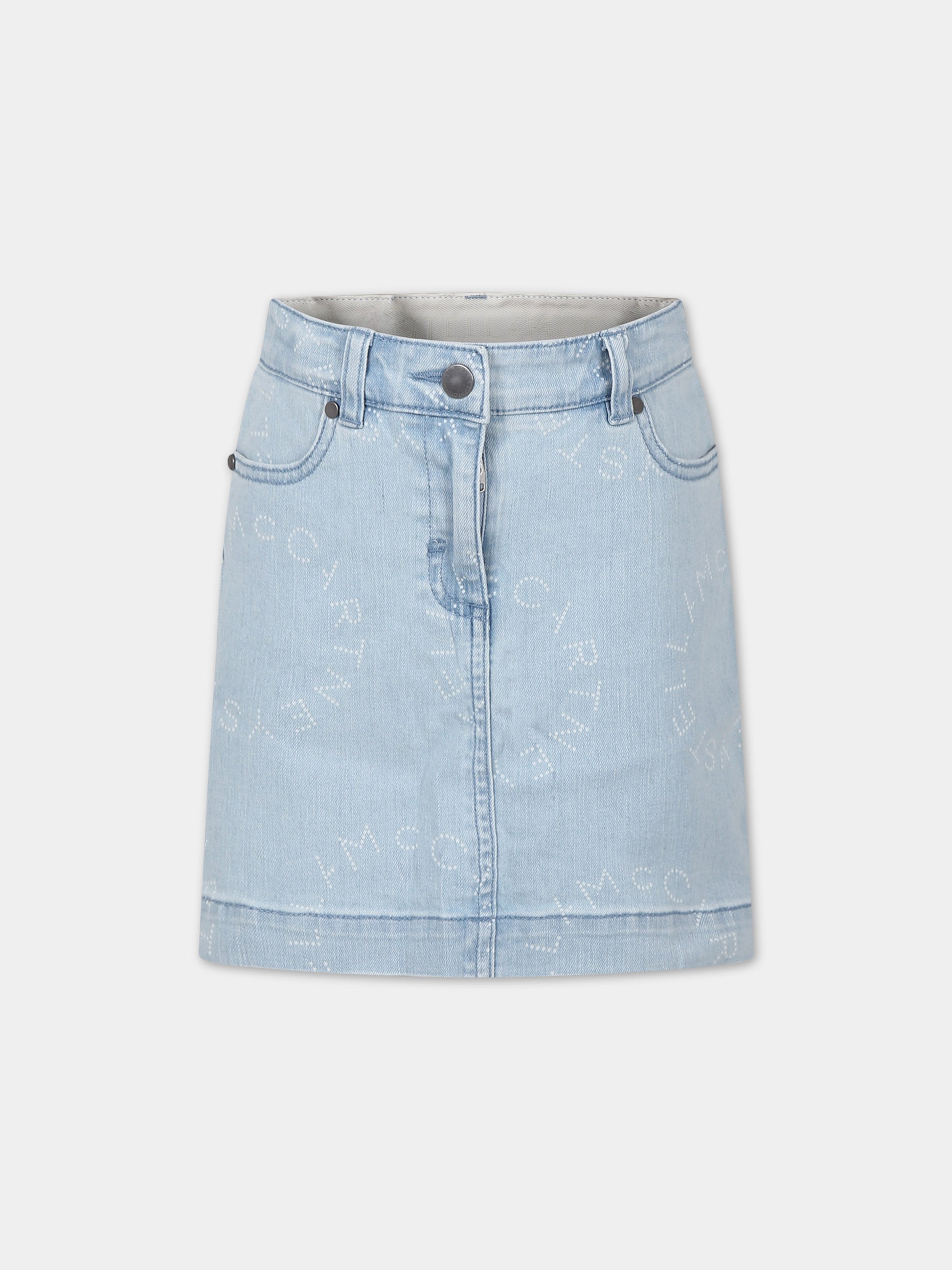 Gonna in denim per bambina con logo,Stella Mccartney Kids,TU7B01 Z1917 600BC