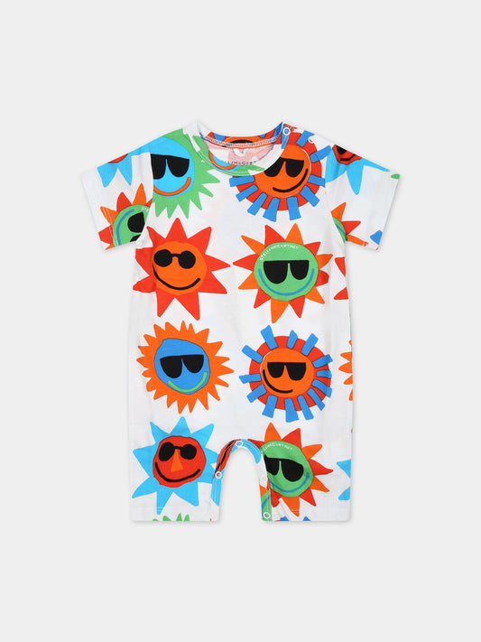 Pagliaccetto bianco per neonato con fantasia multicolor all-over,Stella Mccartney Kids,TUA521 Z1812 100MC