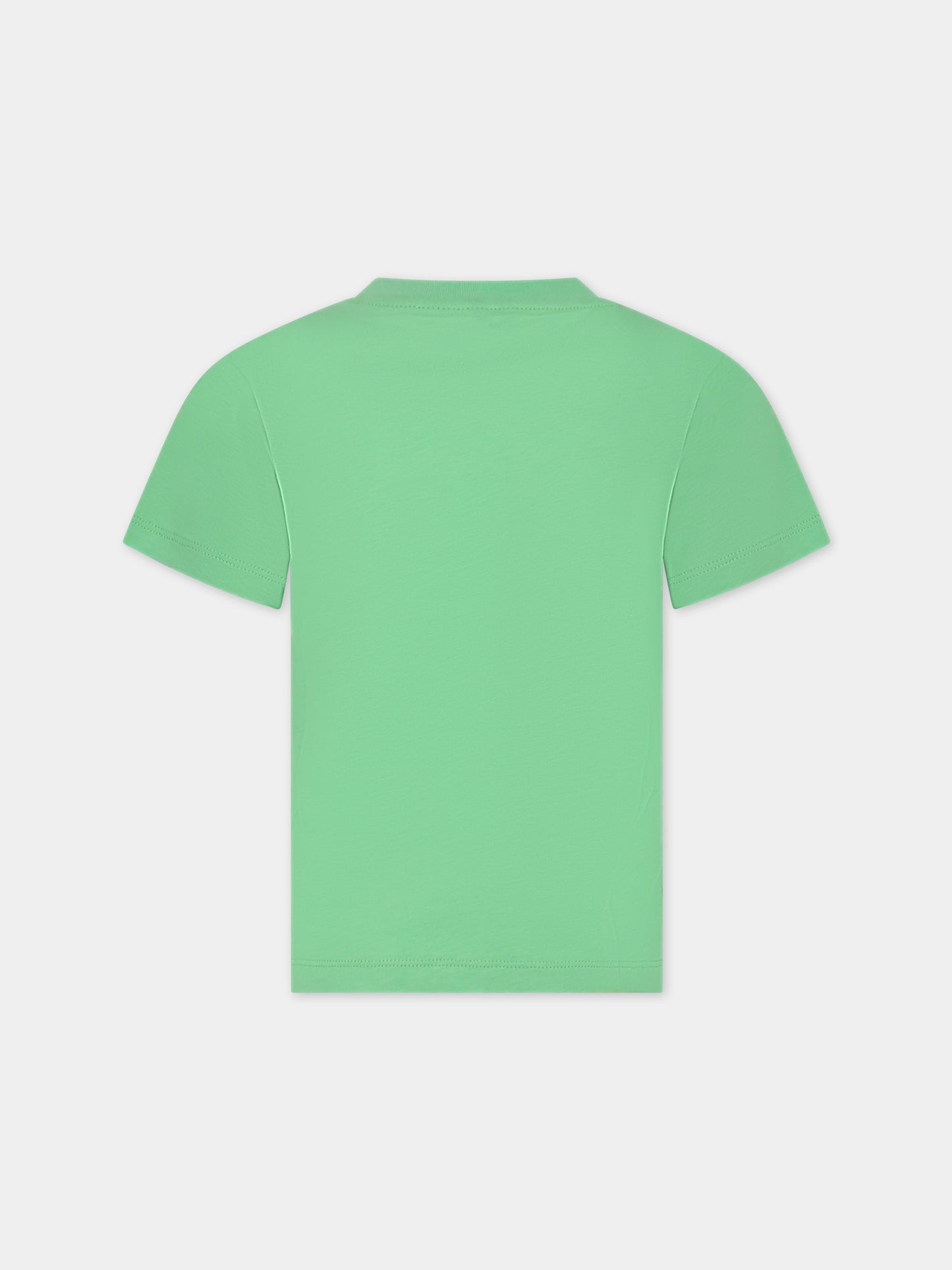 T-shirt verde per bambino con sole,Stella Mccartney Kids,TU8R11 Z0434 711