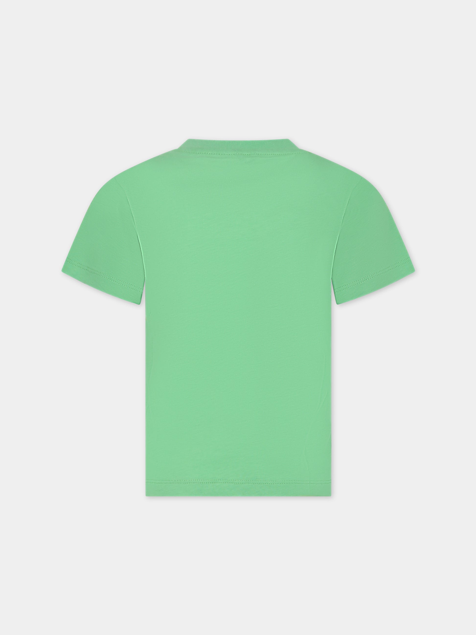 T-shirt verde per bambino con sole,Stella Mccartney Kids,TU8R11 Z0434 711
