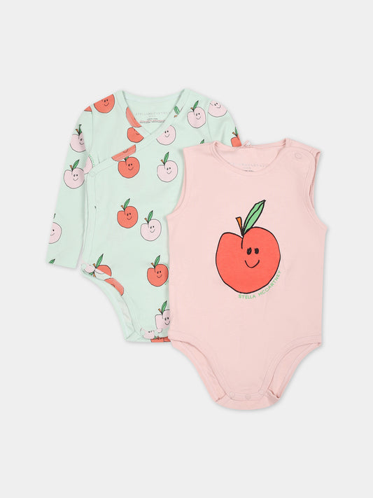 Set body multicolor per neonata con mele,Stella Mccartney Kids,TUB009 Z1784 704MC