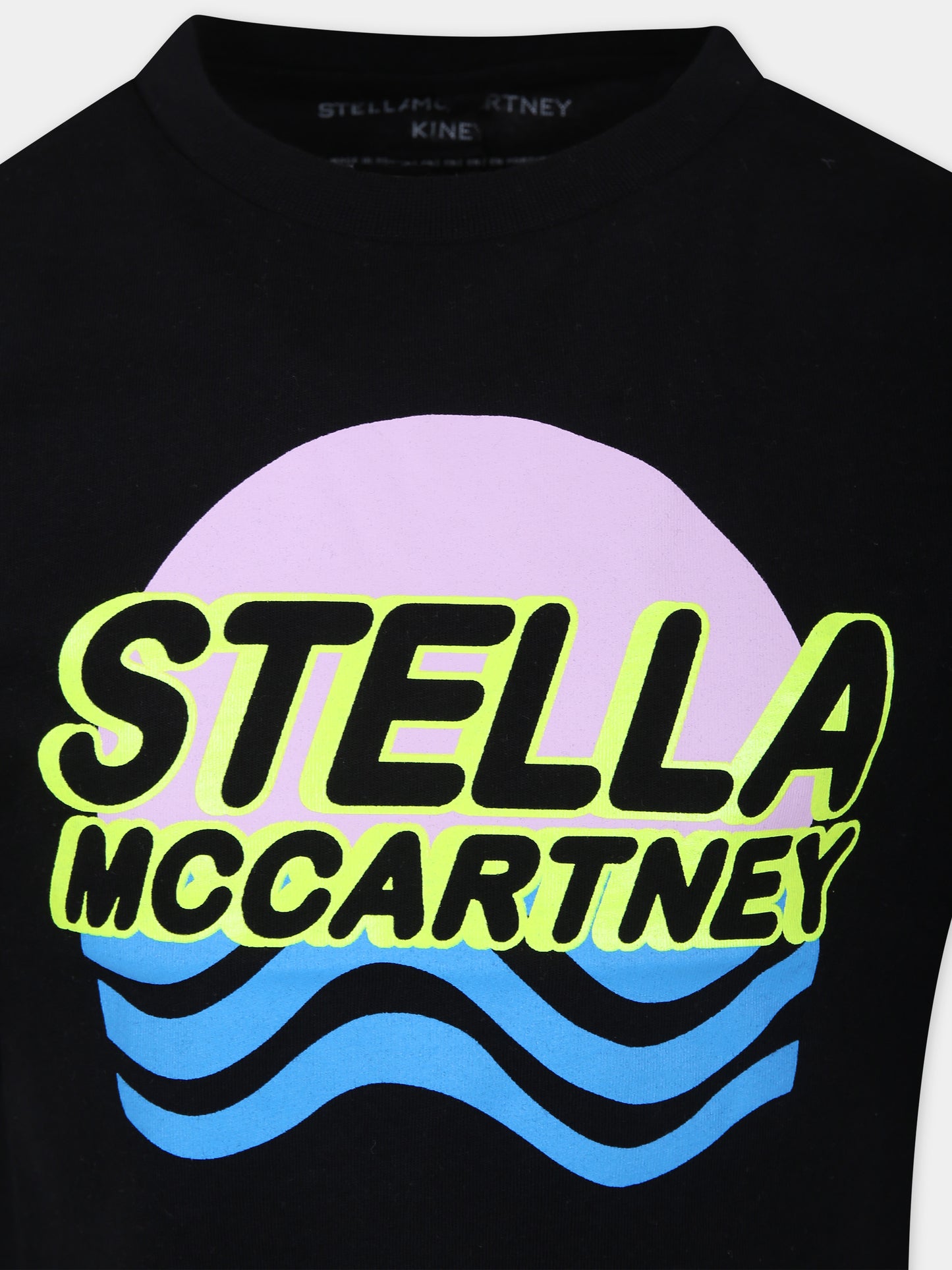 T-shirt nera per bambina con logo,Stella Mccartney Kids,TU8D71 Z0434 930