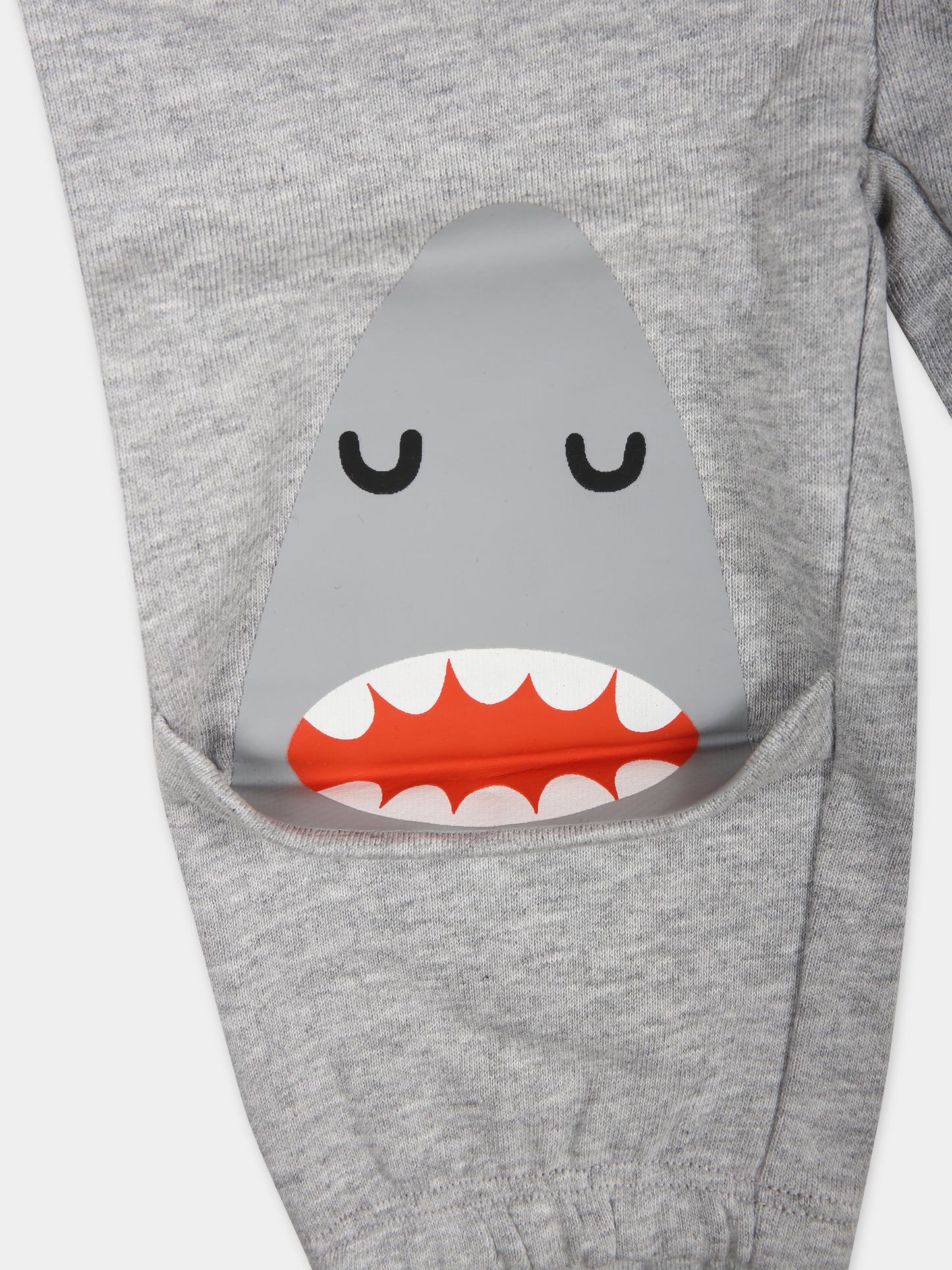 Pantaloni grigi per neonato con stampa pinne di squalo,Stella Mccartney Kids,TU6580 Z0499 807