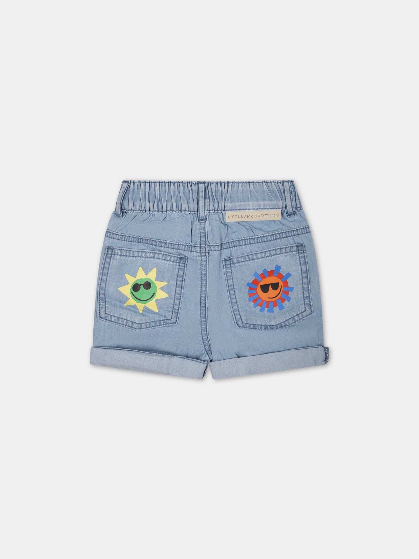 Shorts in denim per neonato con sole multicolor,Stella Mccartney Kids,TU6669 Z0161 601