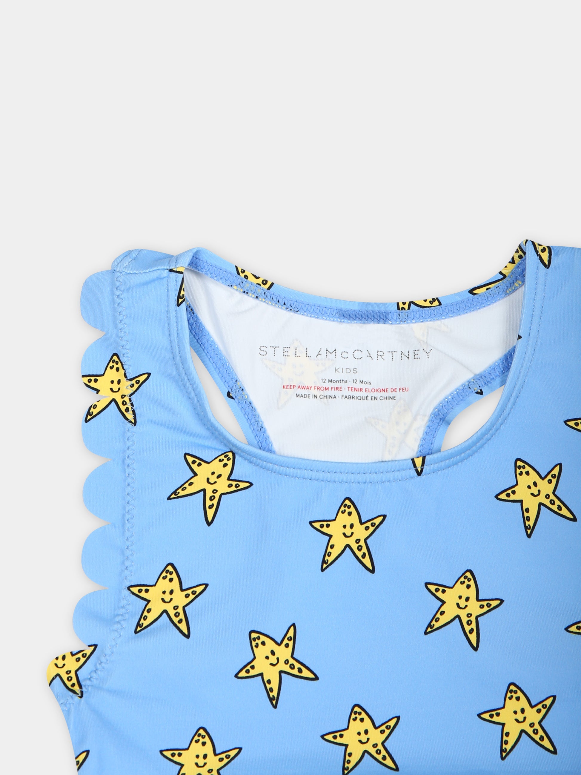 Costume intero azzurro per neonata,Stella Mccartney Kids,TUC099 Z1647 611MC