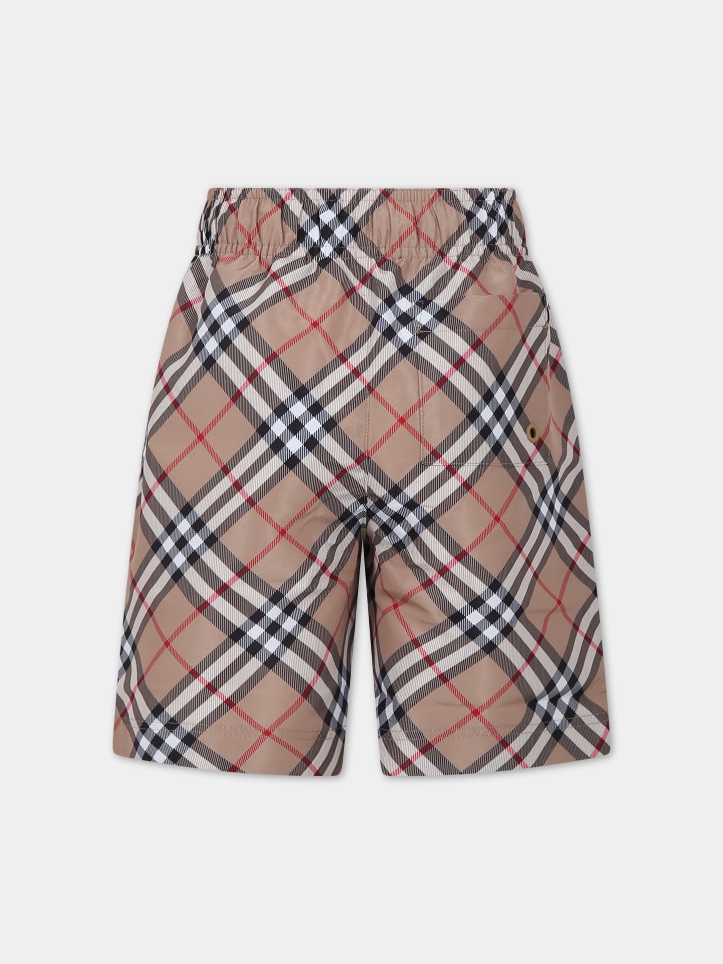 Boxer mare beige per bambino con iconico check vintage,Burberry Kids,8078256 A7028