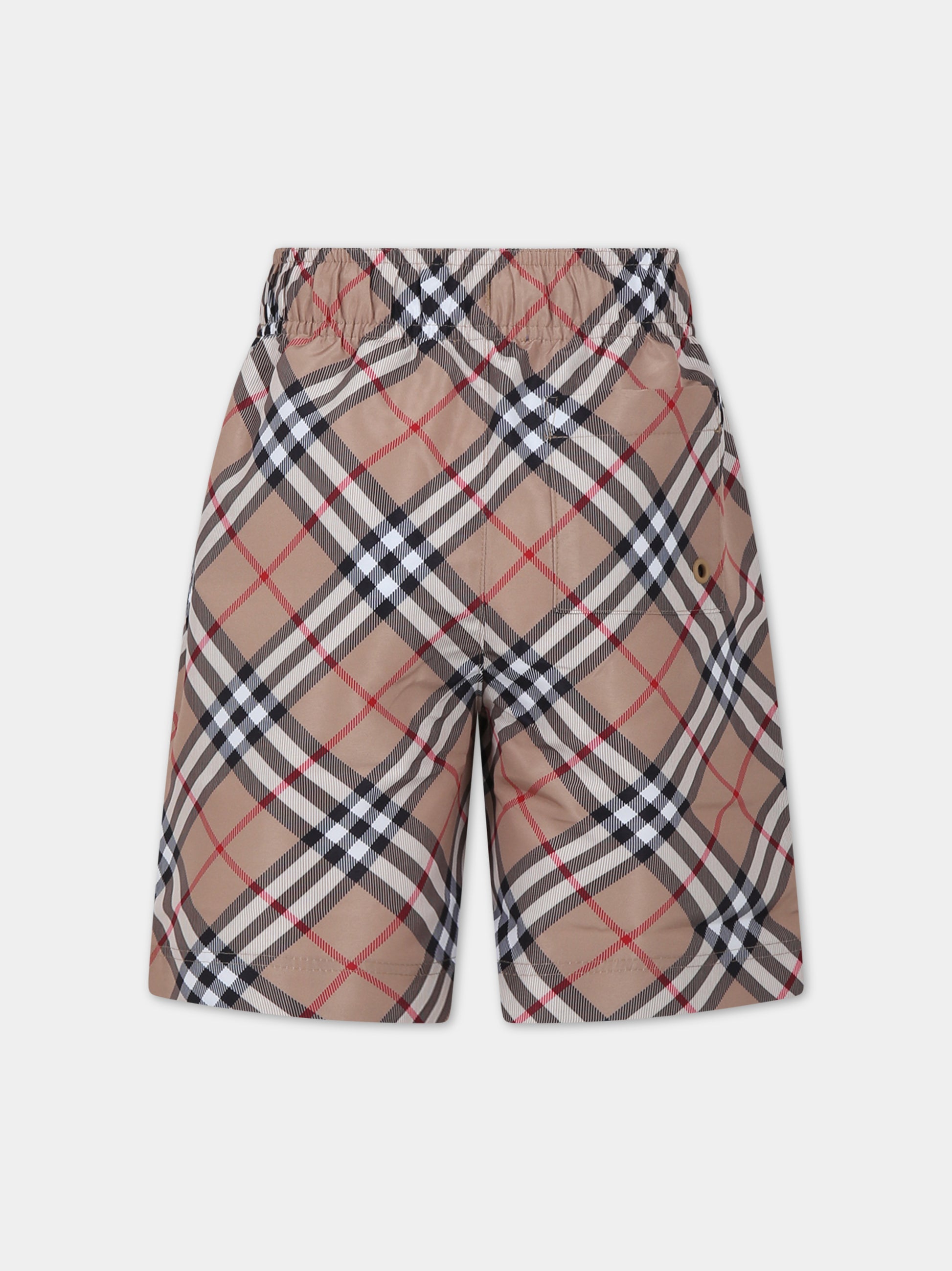Boxer mare beige per bambino con iconico check vintage,Burberry Kids,8078256 A7028