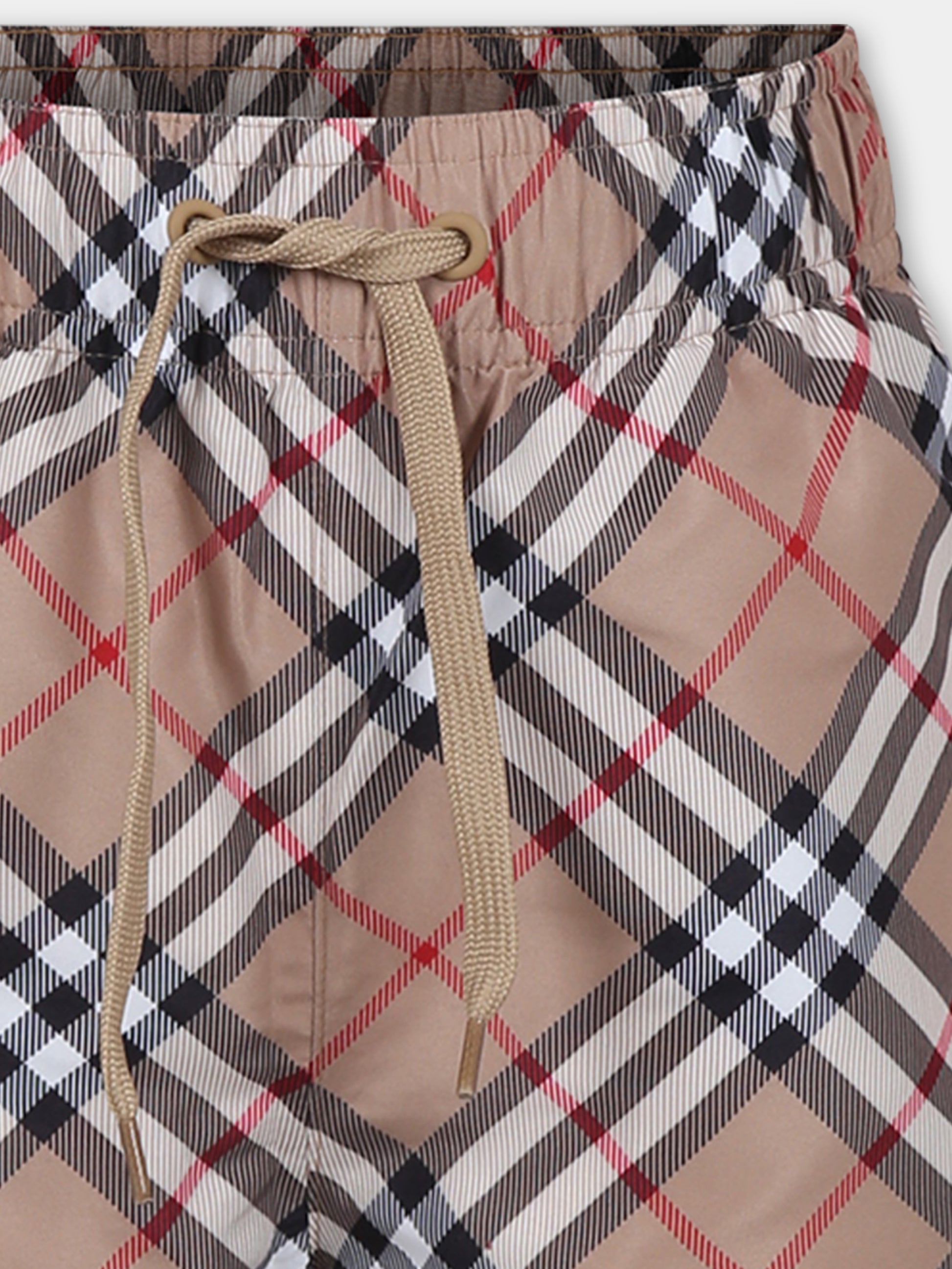 Boxer mare beige per bambino con iconico check vintage,Burberry Kids,8078256 A7028