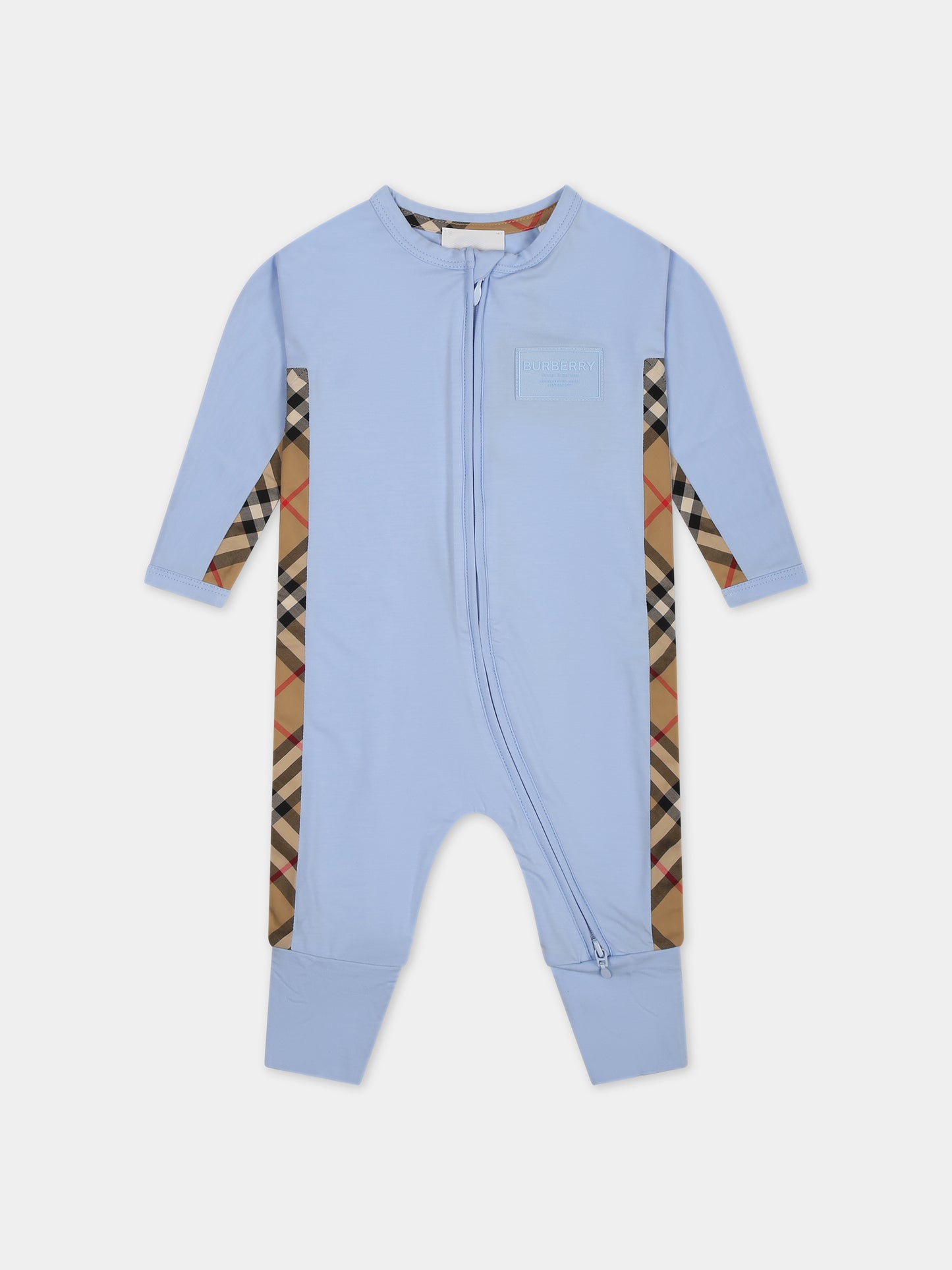 Set celeste per neonato con logo,Burberry Kids,8070278 B1955