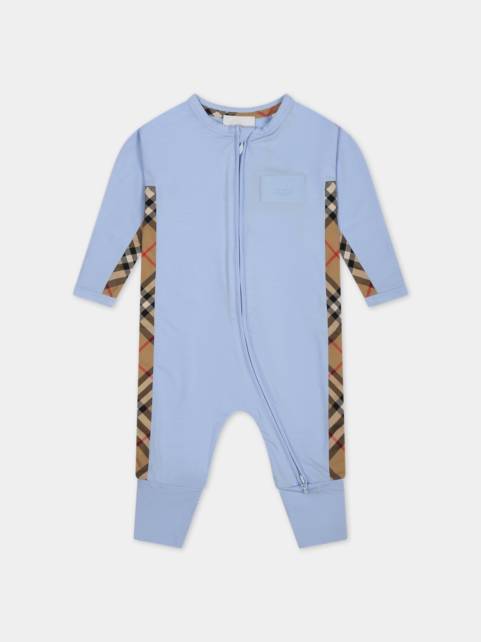 Set celeste per neonato con logo,Burberry Kids,8070278 B1955