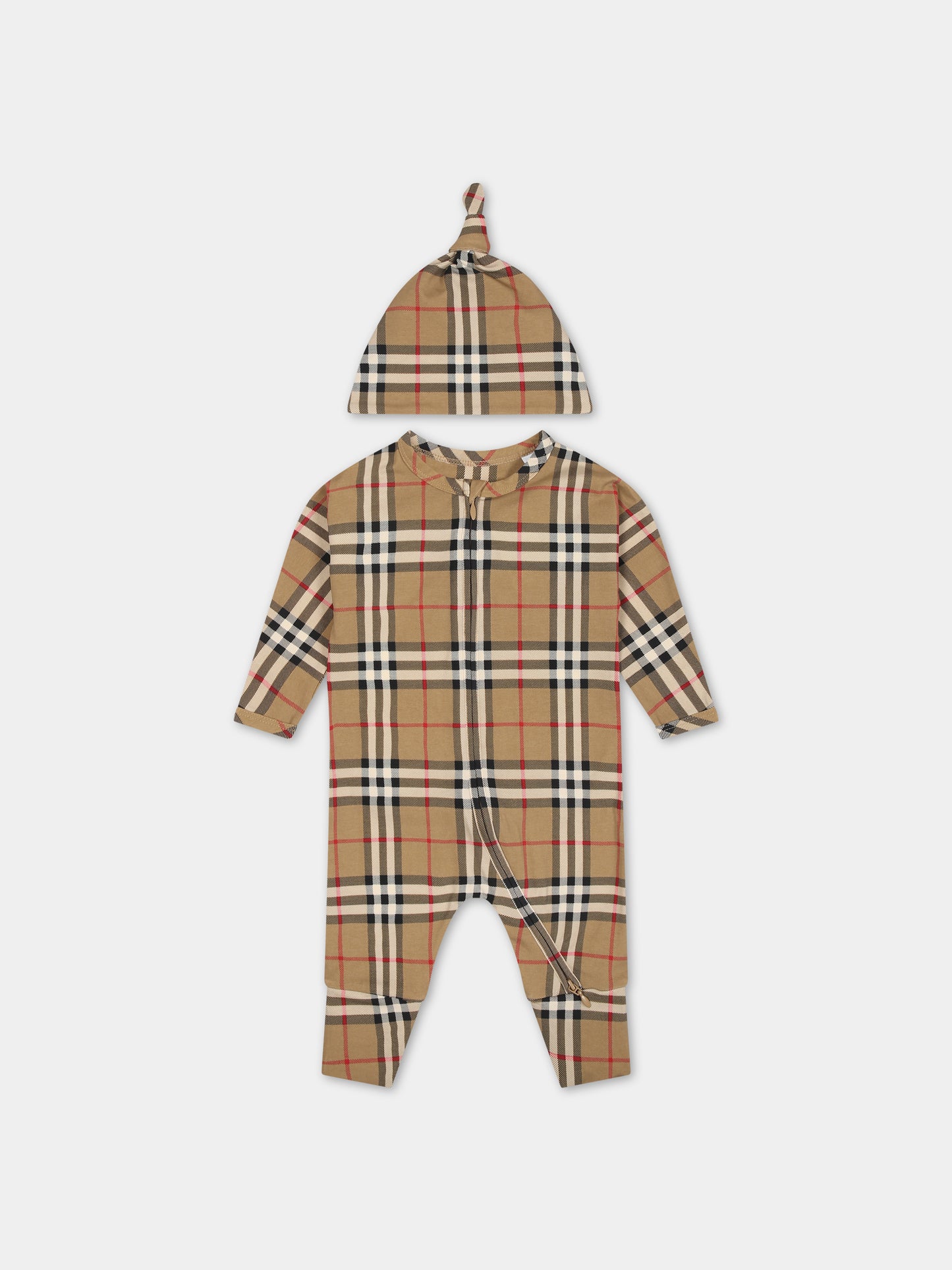 Set beige per neonati con check vintage,Burberry Kids,8070270 A7028