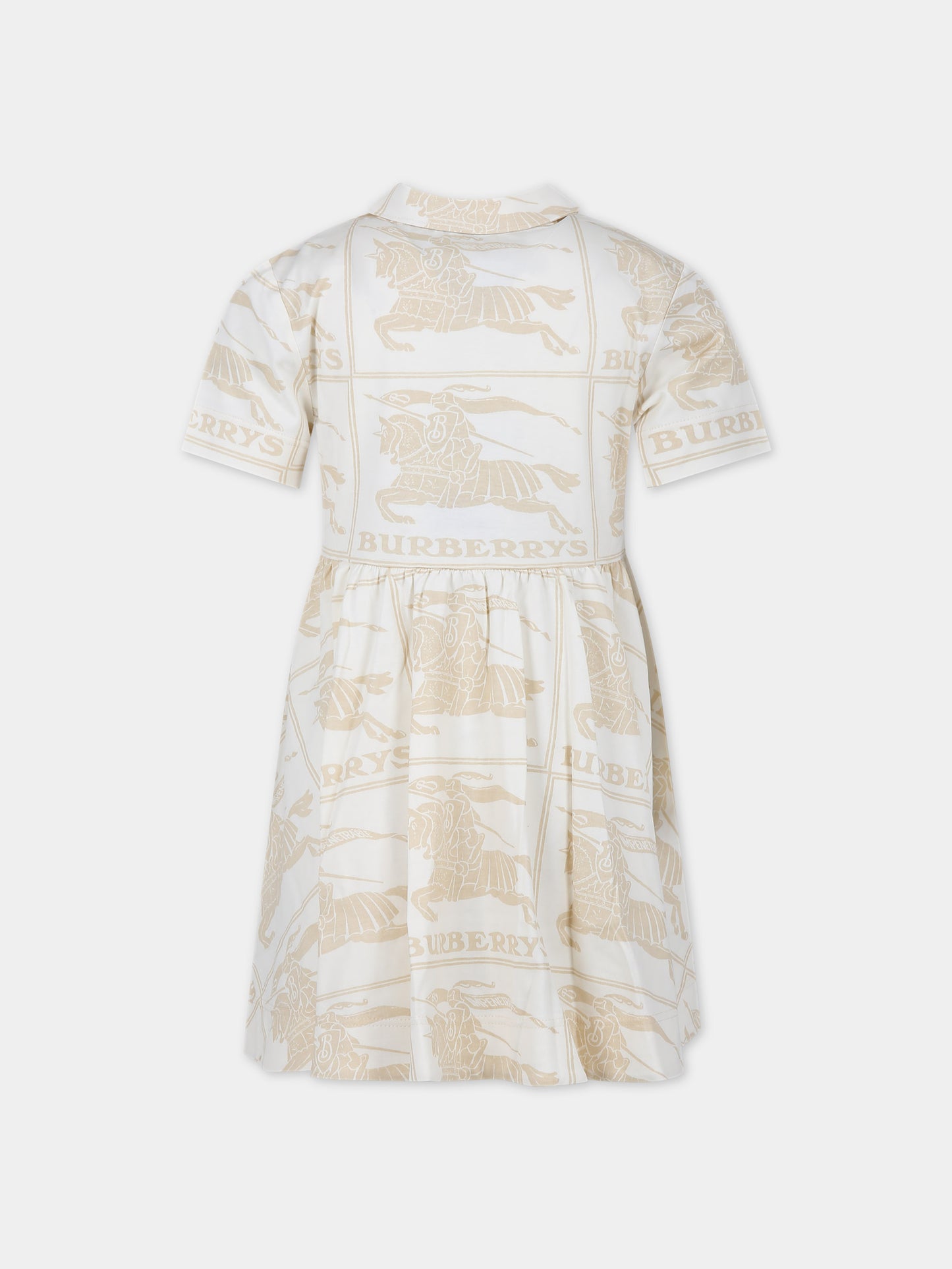 Vestito avorio per bambina con logo all-over,Burberry Kids,8078491 A7905
