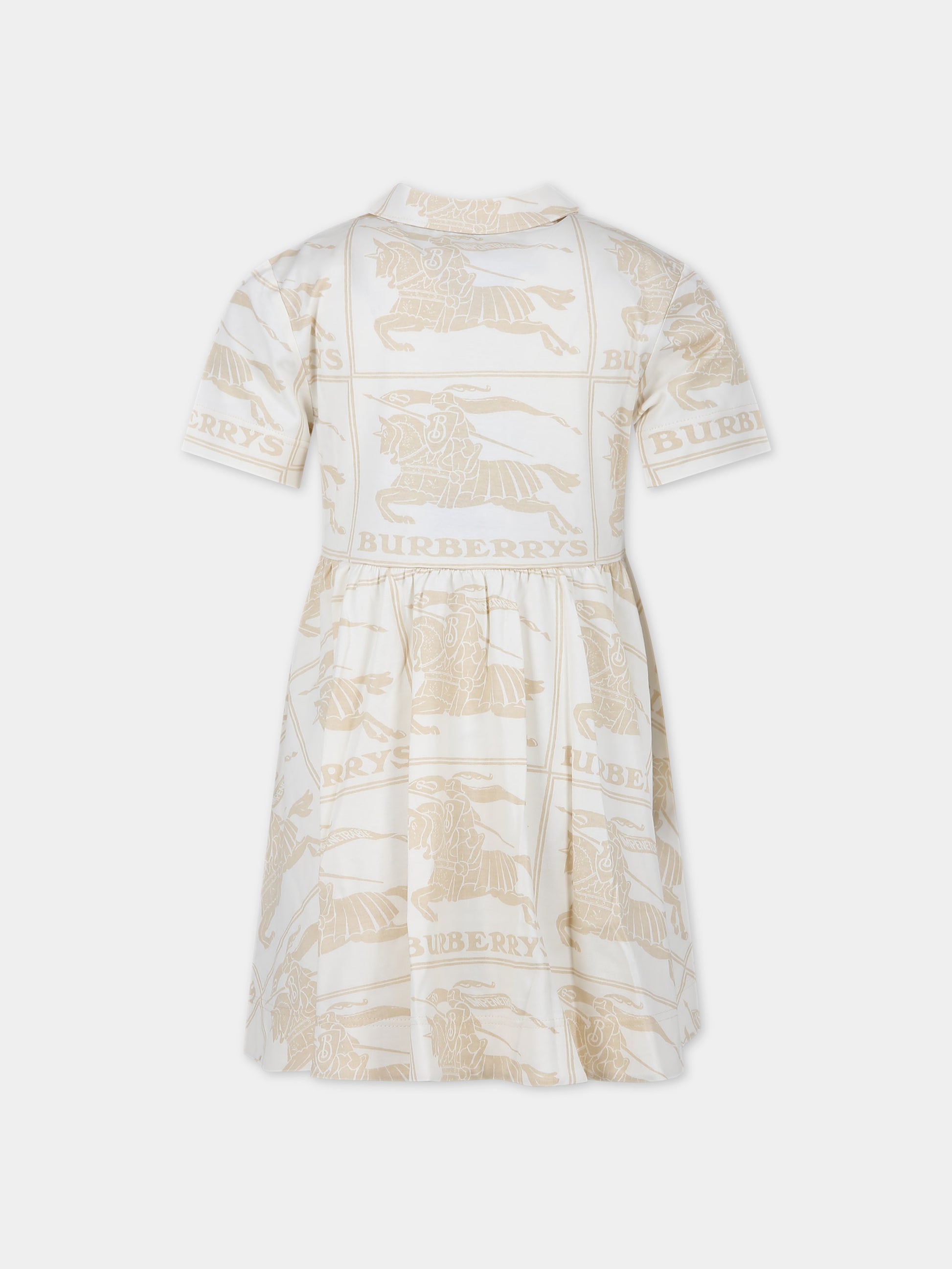 Vestito avorio per bambina con logo all-over,Burberry Kids,8078491 A7905
