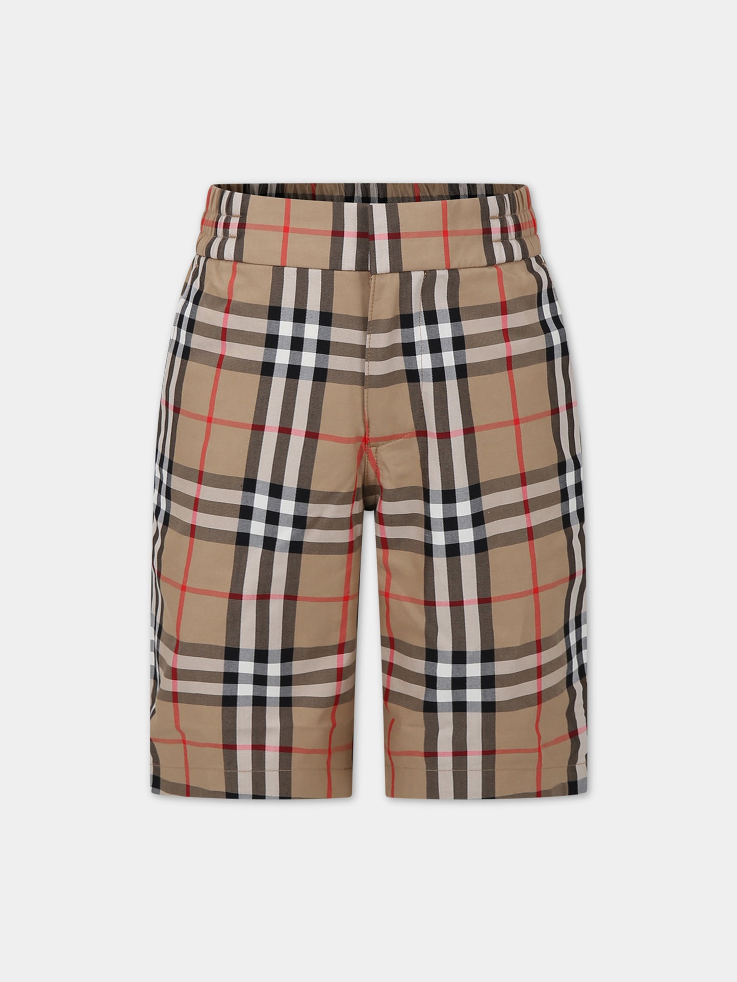 Shorts beige per bambino con iconico check vintage all-over,Burberry Kids,8078220 A7028