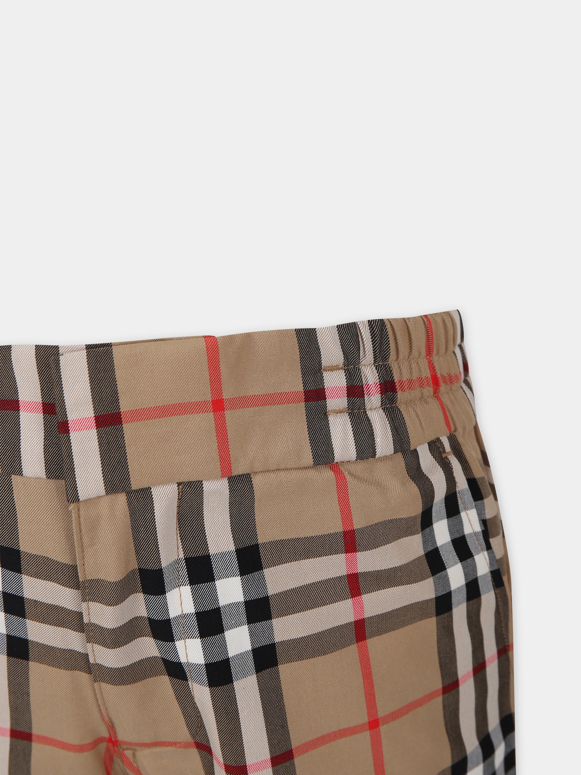 Shorts beige per bambino con iconico check vintage all-over,Burberry Kids,8078220 A7028