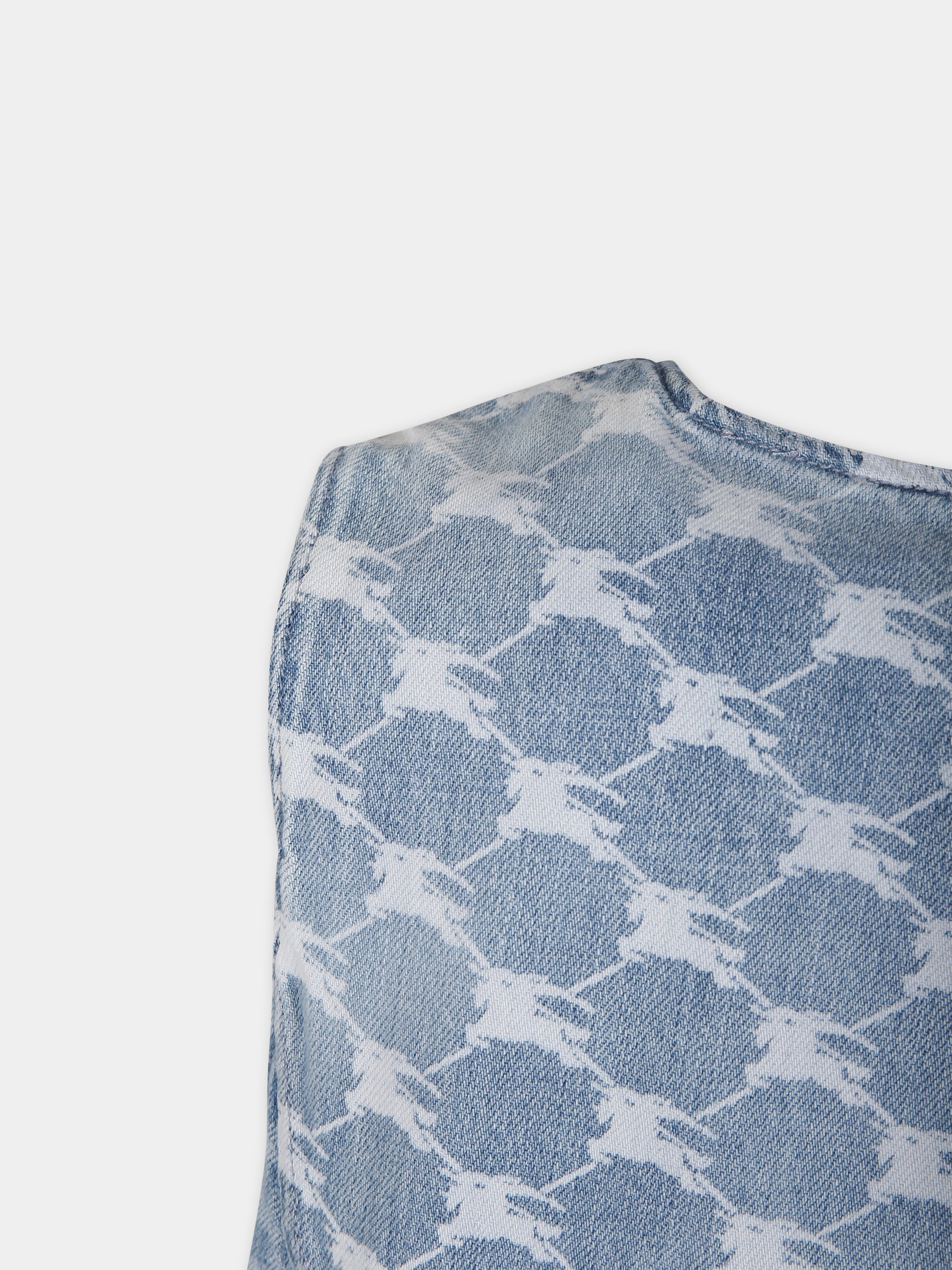 Gilet in denim per bambina con iconico check e logo all-over,Burberry Kids,8072988 A1141