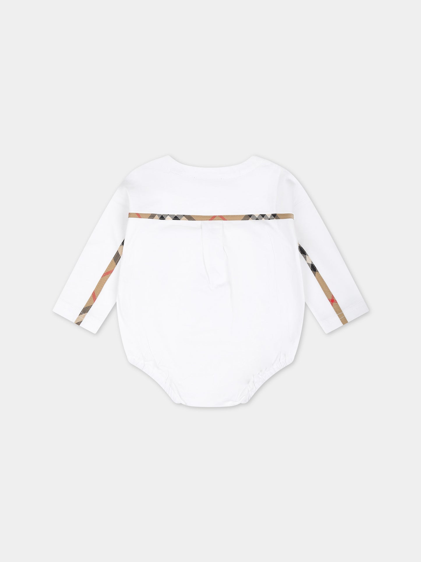 Body bianco per neonati con dettaglio check vintage sulla tasca,Burberry Kids,8078058 A1464