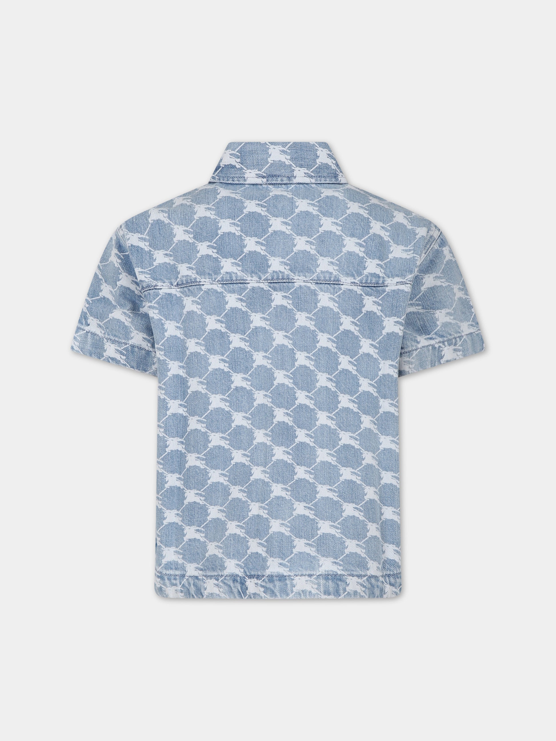 Camicia in denim per bambino con iconico logo all-over,Burberry Kids,8073013 A1141